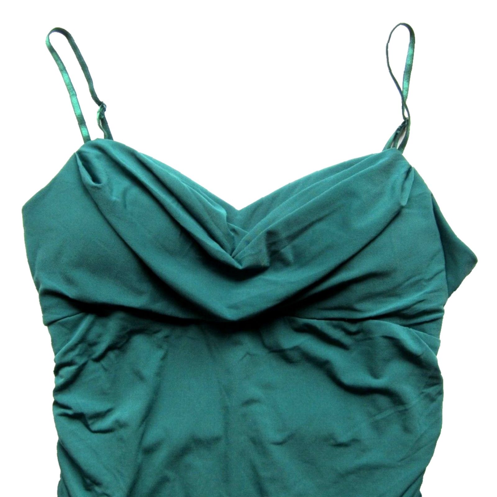 Vintage VINTAGE Emerald Sundae Green Stretch Ruched Fitted Spaghetti Strap Prom Dress Large NWT Green Dress Sundress Size L Women 90s Vintage Featured Size L / US 10 / IT 46 - 3 Thumbnail