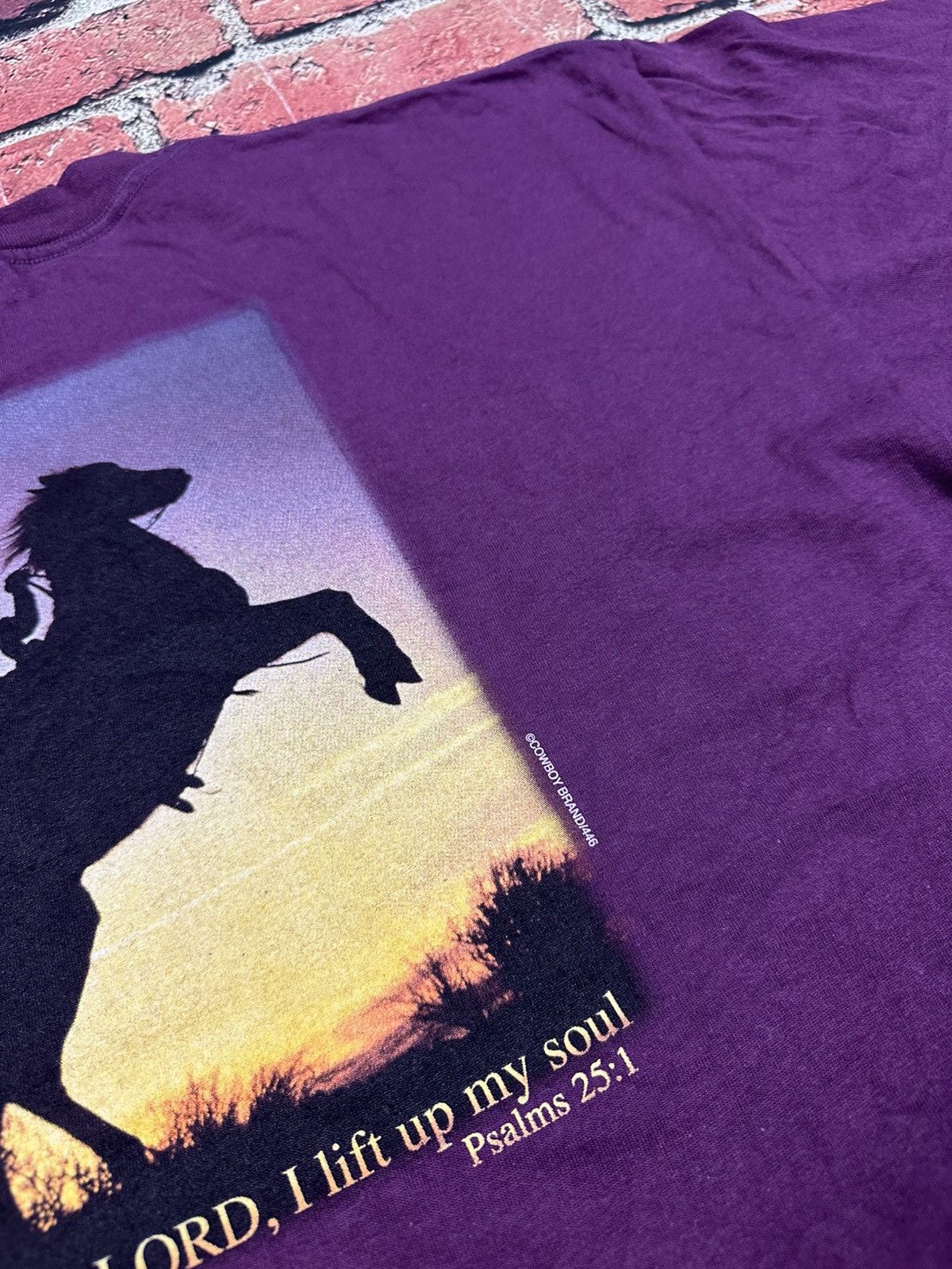 Gildan Vintage Cowboy Brand Jesus T Shirt 90s Rodeo Horse Psalms Size US XL / EU 56 / 4 - 5 Thumbnail