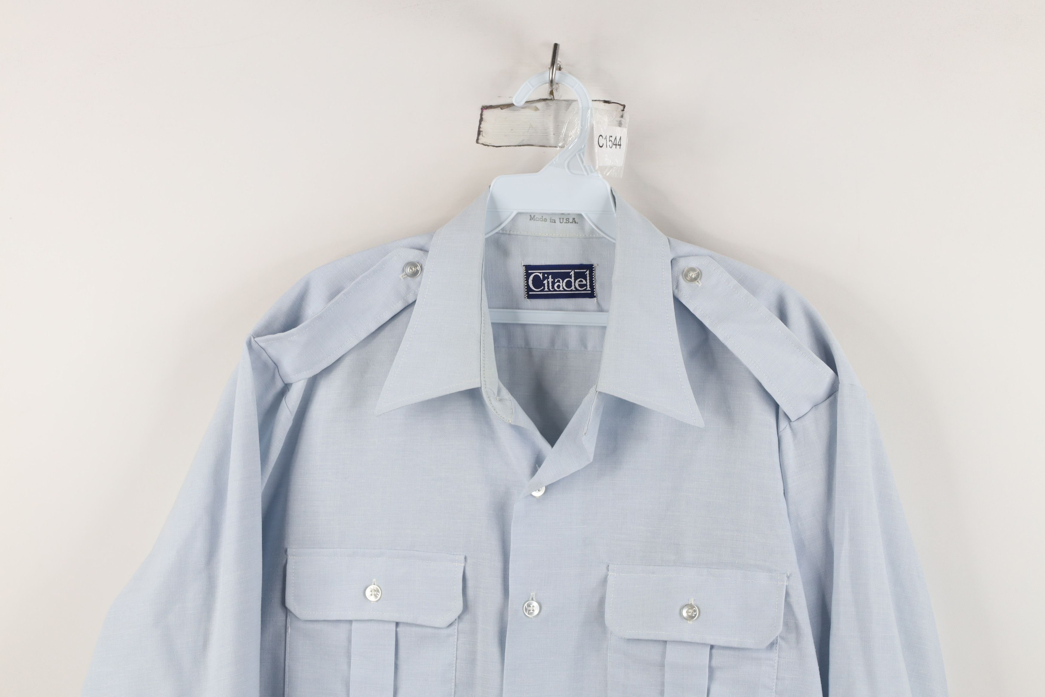Vintage Vintage 80s USAF Safari Bush Collared Button Shirt Blue USA Size US L / EU 52-54 / 3 - 2 Thumbnail