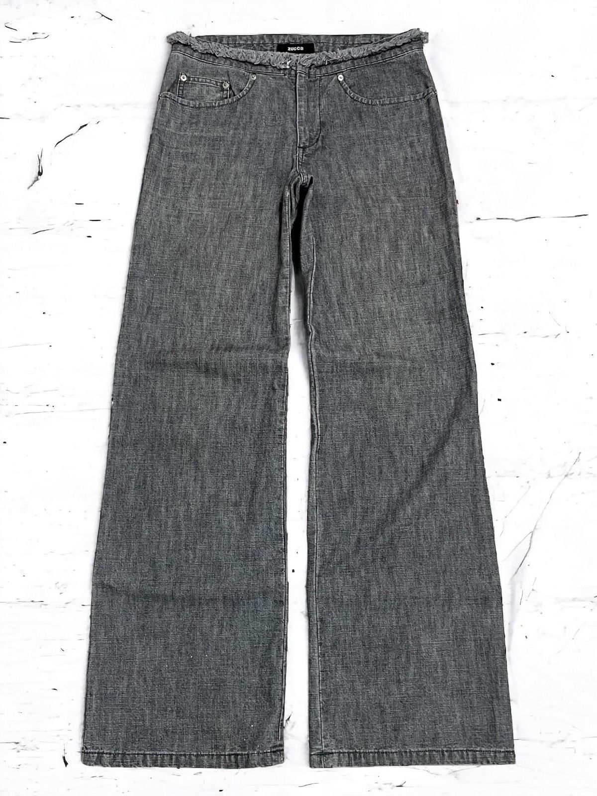 Zucca Vintage Waist Wide Leg Flare Denim Paint Mark