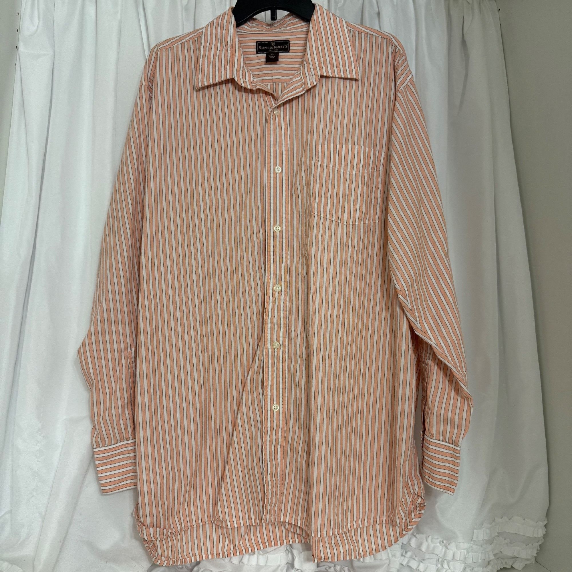 Other Steve & Barrys Mens Orange & White Striped Button-Up Shirt X Size US XL / EU 56 / 4 - 1 Thumbnail