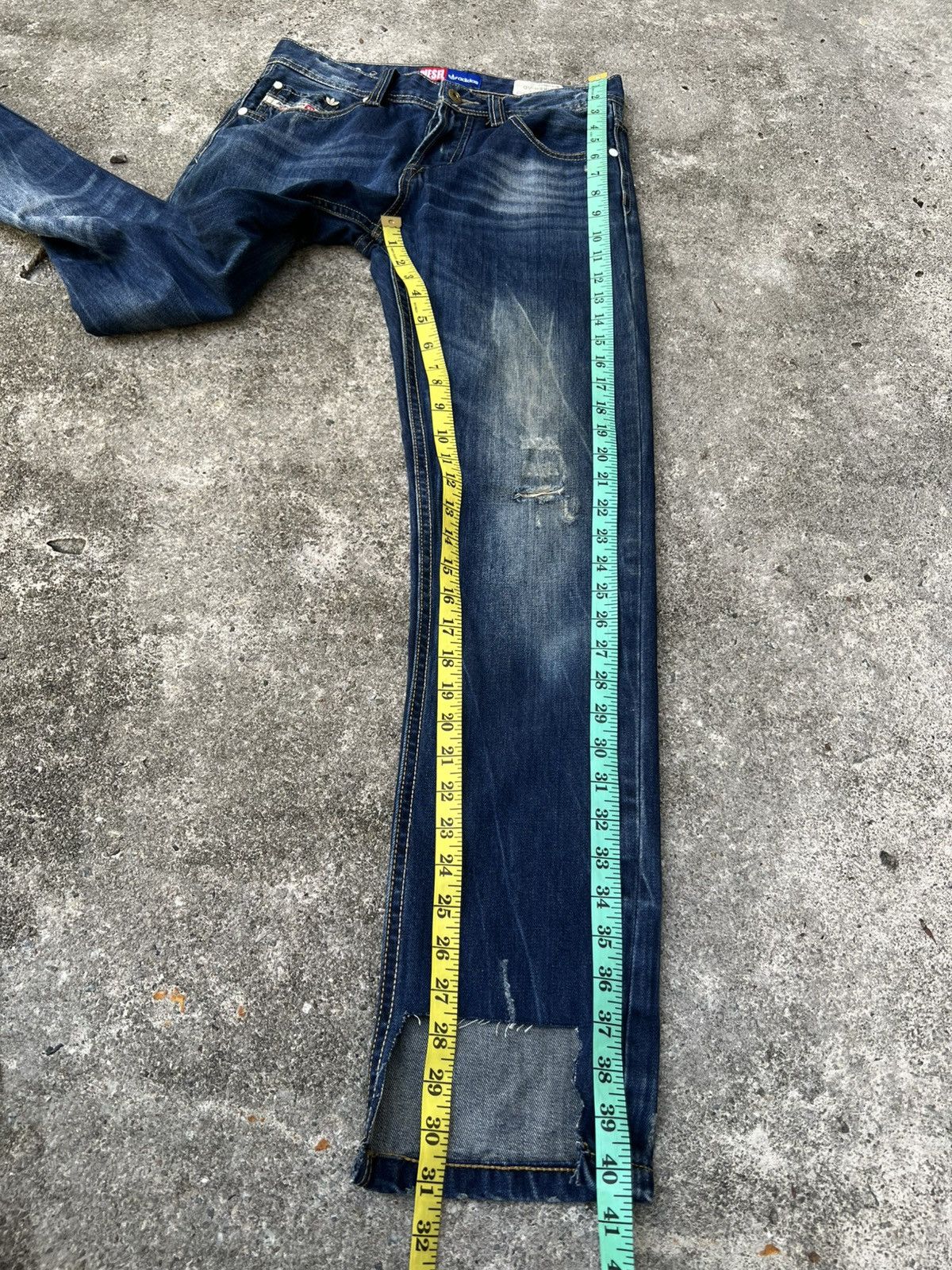 Adidas × Diesel 💥Vintage Diesel Industry x Adidas Distress Jean Size US 29 - 4 Thumbnail