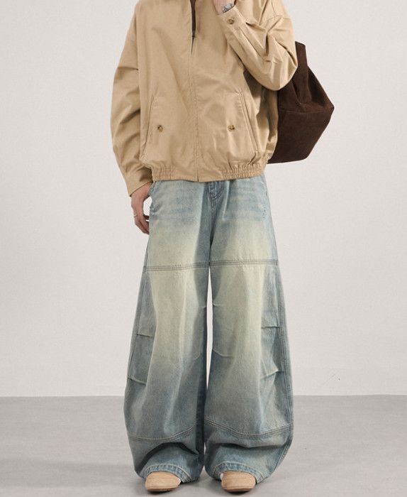 Japanese Brand American-style patchwork whiskers baggy men's jeans Size US 32 / EU 48 - 2 Thumbnail