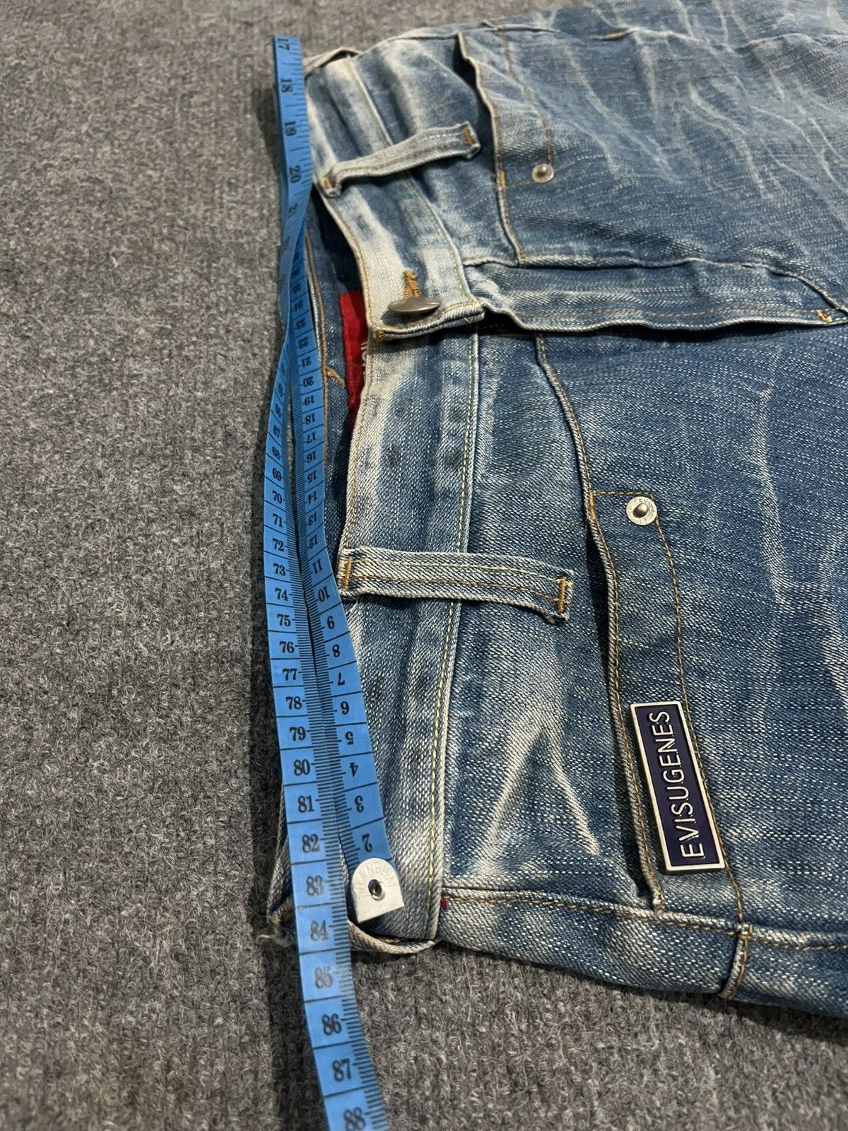 Japanese Brand Evisu Genes Baggy Denim Silver Logo Embroidery Y2K Style Size US 30 / EU 46 - 15 Thumbnail