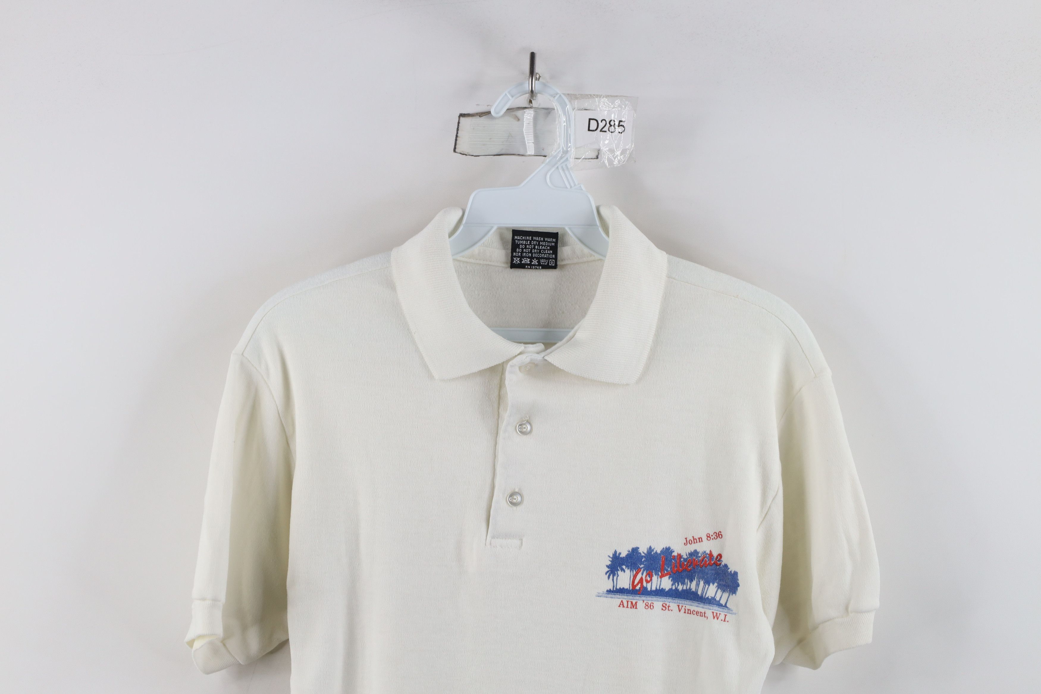Vintage Vintage 80s John 8:36 Go Liberate AIM 1986 Polo Shirt USA Size US S / EU 44-46 / 1 - 2 Thumbnail