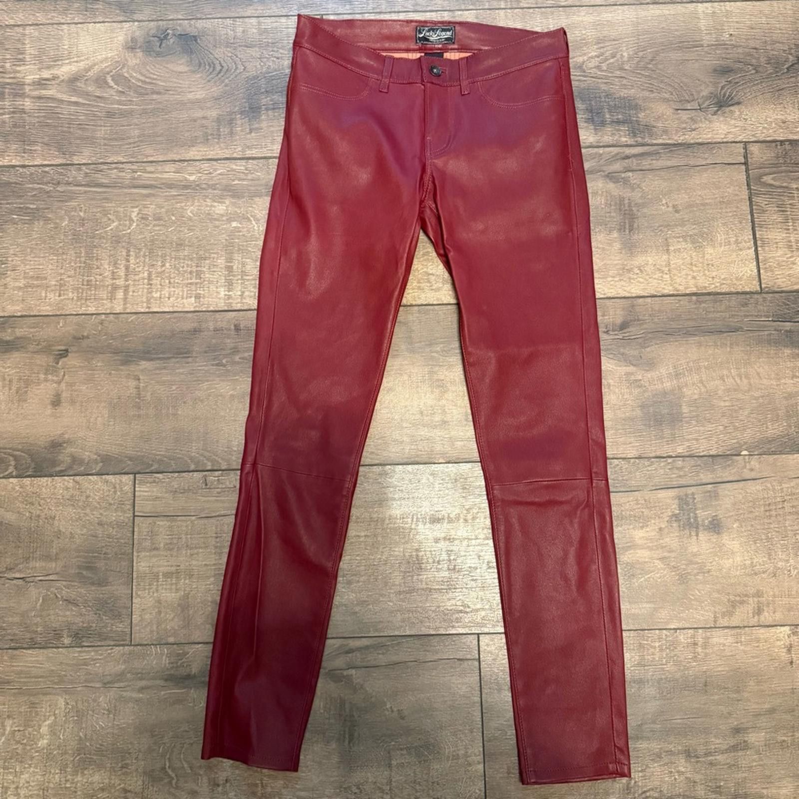 Other Lambskin Red Leather Pants Size 26" / US 2 / IT 38 - 2 Thumbnail