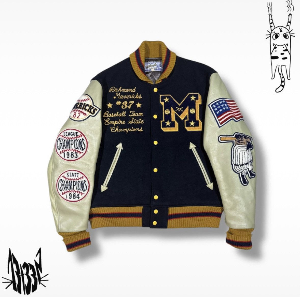 Whitesville Whitesville varsity baseball jacket navy & yellow size m Size US M / EU 48-50 / 2 - 1 Thumbnail