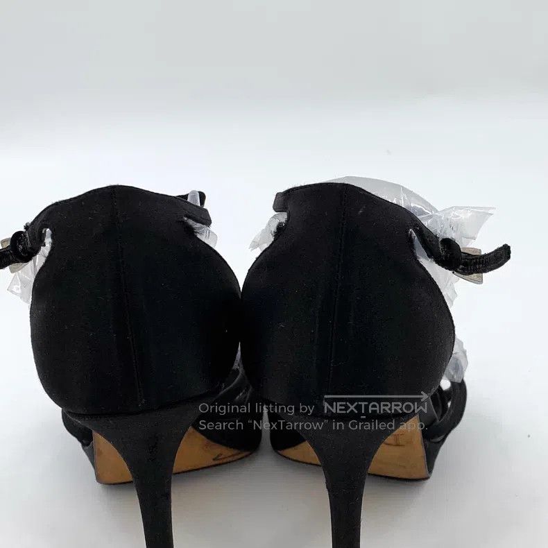 Dior Dior Black diamond-encrusted tie bow buckle thin heel high Size US 7.5 / IT 37.5 - 9 Thumbnail
