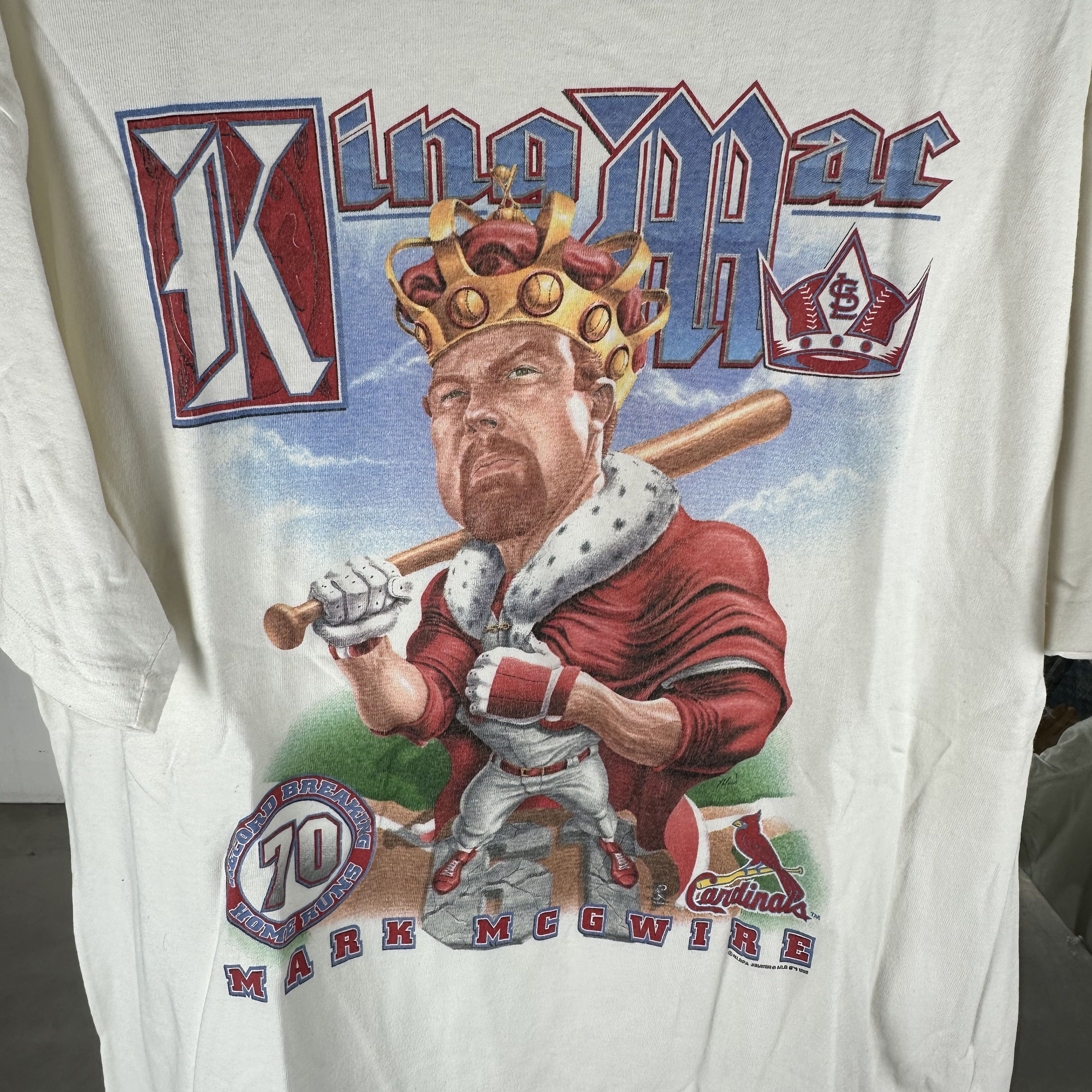 Vintage ​​​​1998 Mark McGwire Cardinals MLB King Mac Caricature Tee Size US XL / EU 56 / 4 - 2 Thumbnail