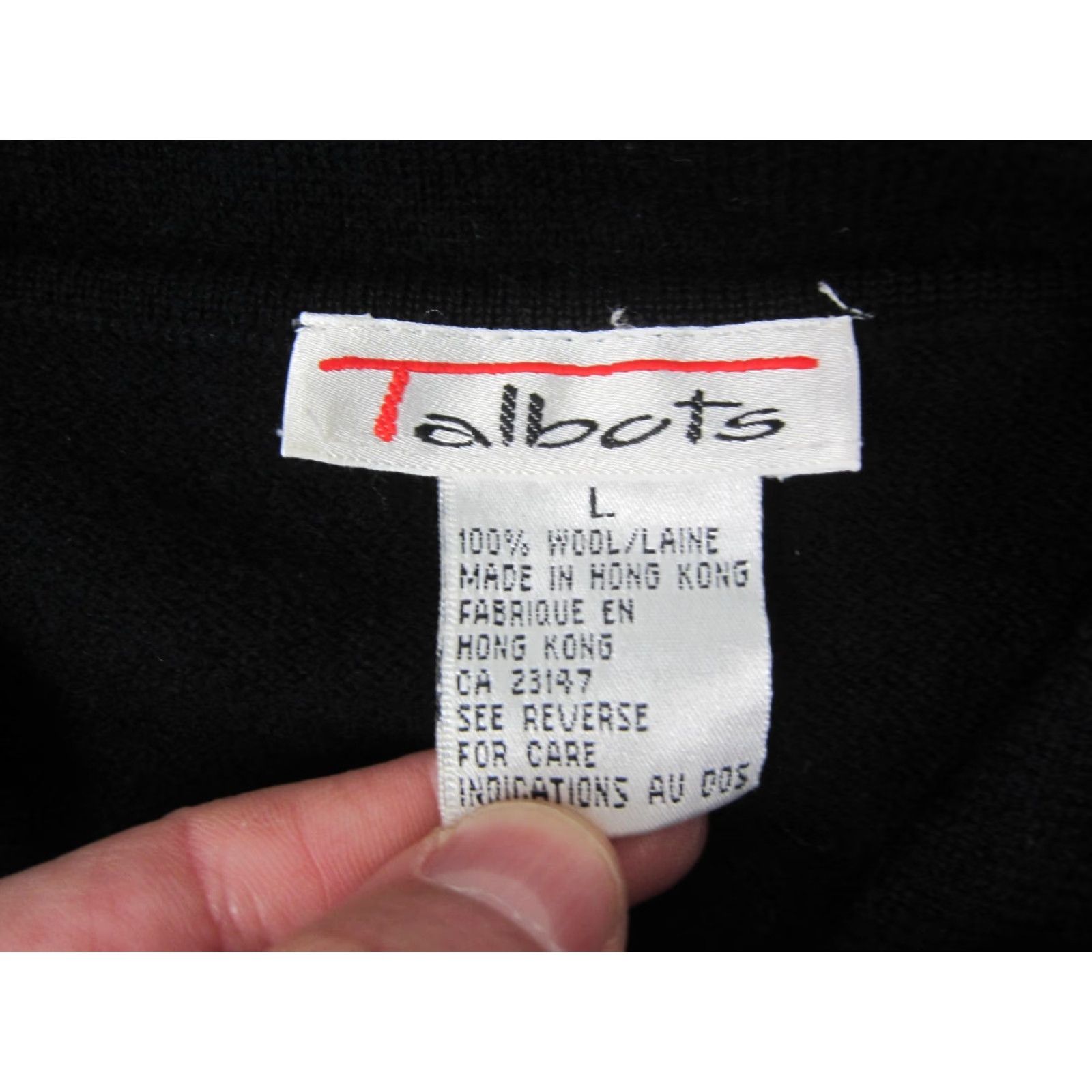 Talbots VINTAGE Talbots Cardigan Sweater Womens L Black 100% Wool Button Front 90s FW Women Mens Size L / US 10 / IT 46 - 3 Thumbnail
