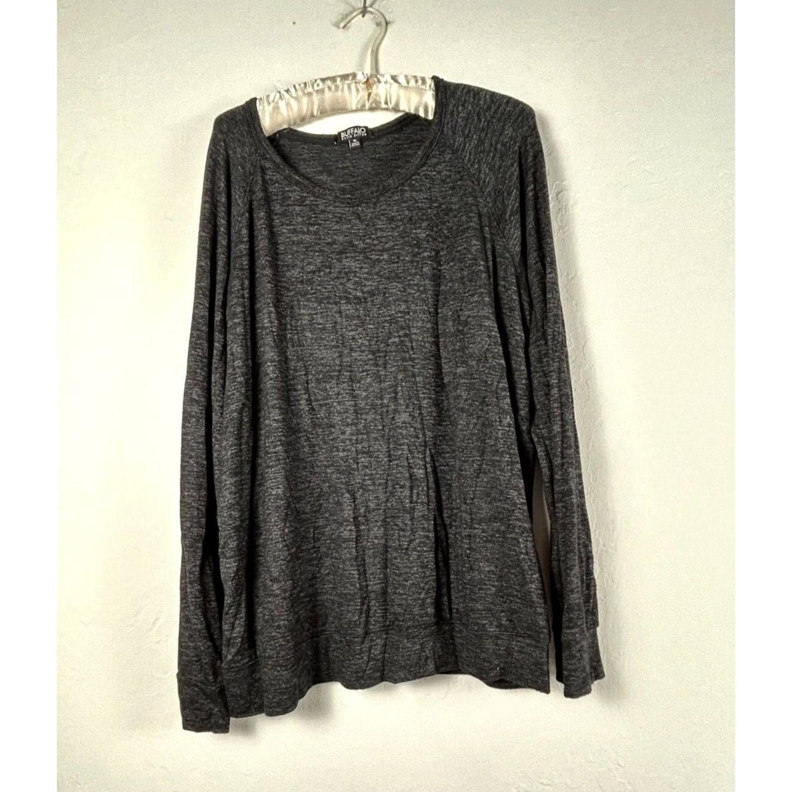 Buffalo David Bitton Buffalo David Bitton Women Black XL Long Sleeve Shirt Viscose Stretch Round Neck Size XL / US 12-14 / IT 48-50 - 2 Thumbnail