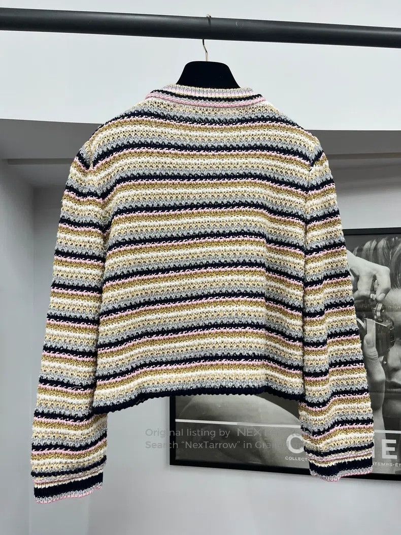 Chanel Chanel 24P silver thread colour block striped knitted card Size S / US 4 / IT 40 - 3 Thumbnail