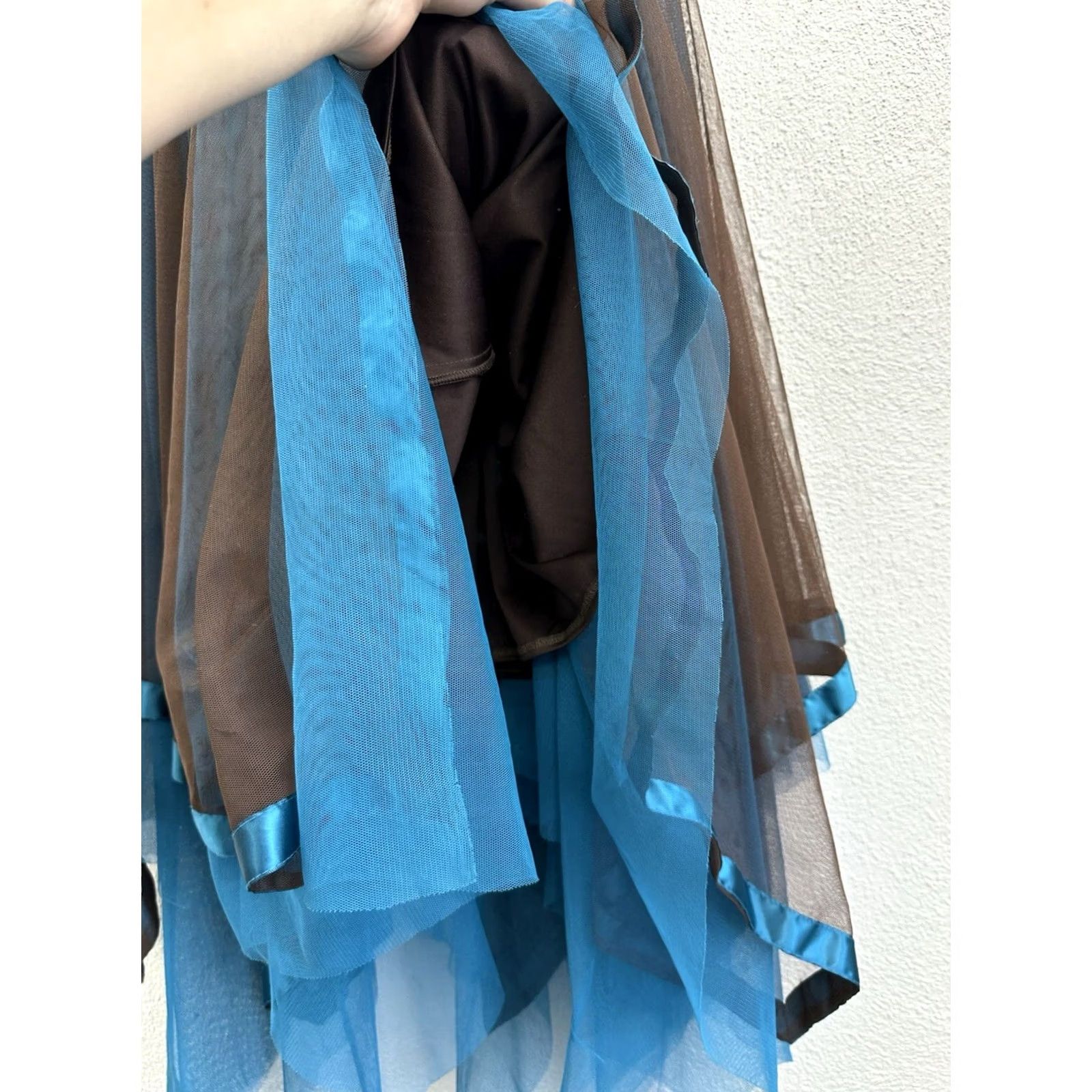 Vintage VINTAGE Water Signs Juniors Dress Brown Blue Strapless Layered Homecoming Size 9/10 Size M / US 6-8 / IT 42-44 - 3 Thumbnail