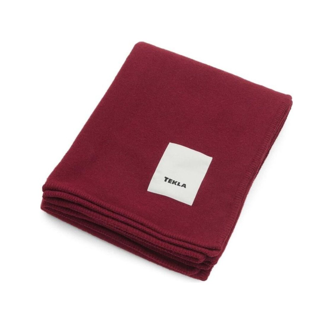 Tekla o1mle0325 Size: OS / Unisex Pure New Wool Blanket Bordeaux Size ONE SIZE - 1 Thumbnail
