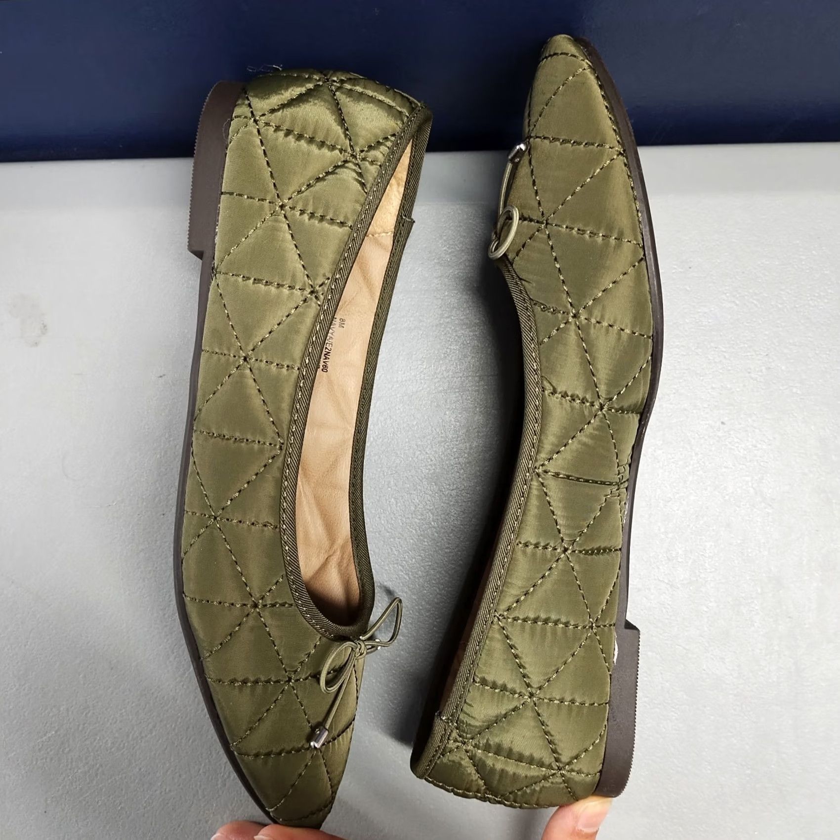 Esprit Esprit Womens Ballet Flats Size 8 Green Slip On Decorative Bow Detail, Quilted, Flat, Shoe Size US 8 / IT 38 - 3 Thumbnail