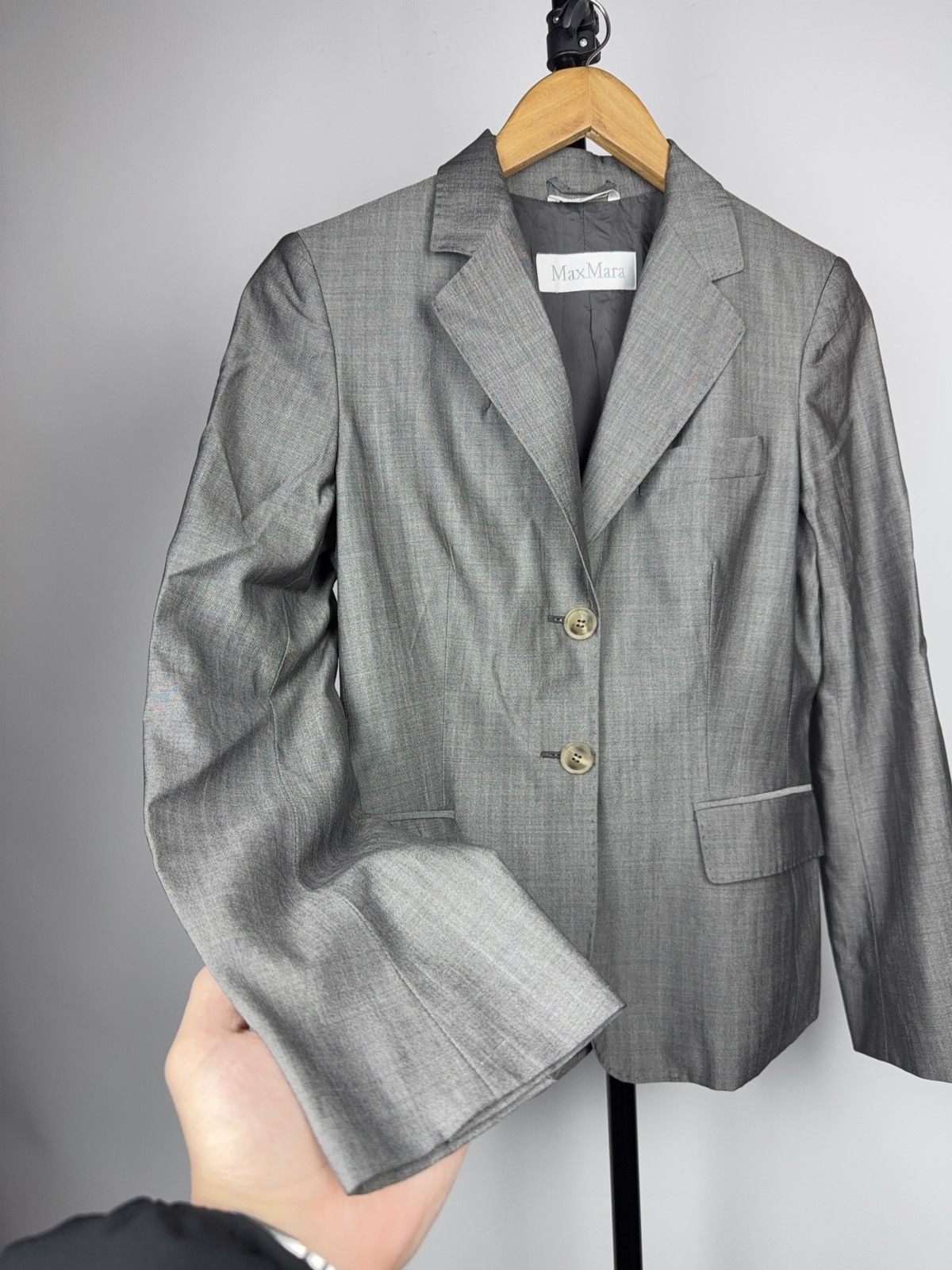 Max Mara Luxury Retro Style 00s MaxMara Grey Tailored Blazer Jacket Size S / US 4 / IT 40 - 3 Thumbnail
