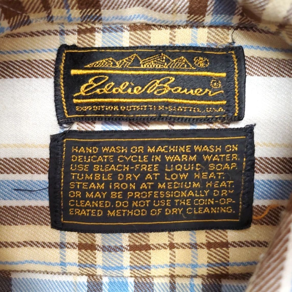 Eddie Bauer VINTAGE Eddie Bauer Shirt Mens M Blue Brown Plaid Brushed Twill 70s Retro Short Sleeve Button-Up Casual Mens Size US M / EU 48-50 / 2 - 5 Thumbnail