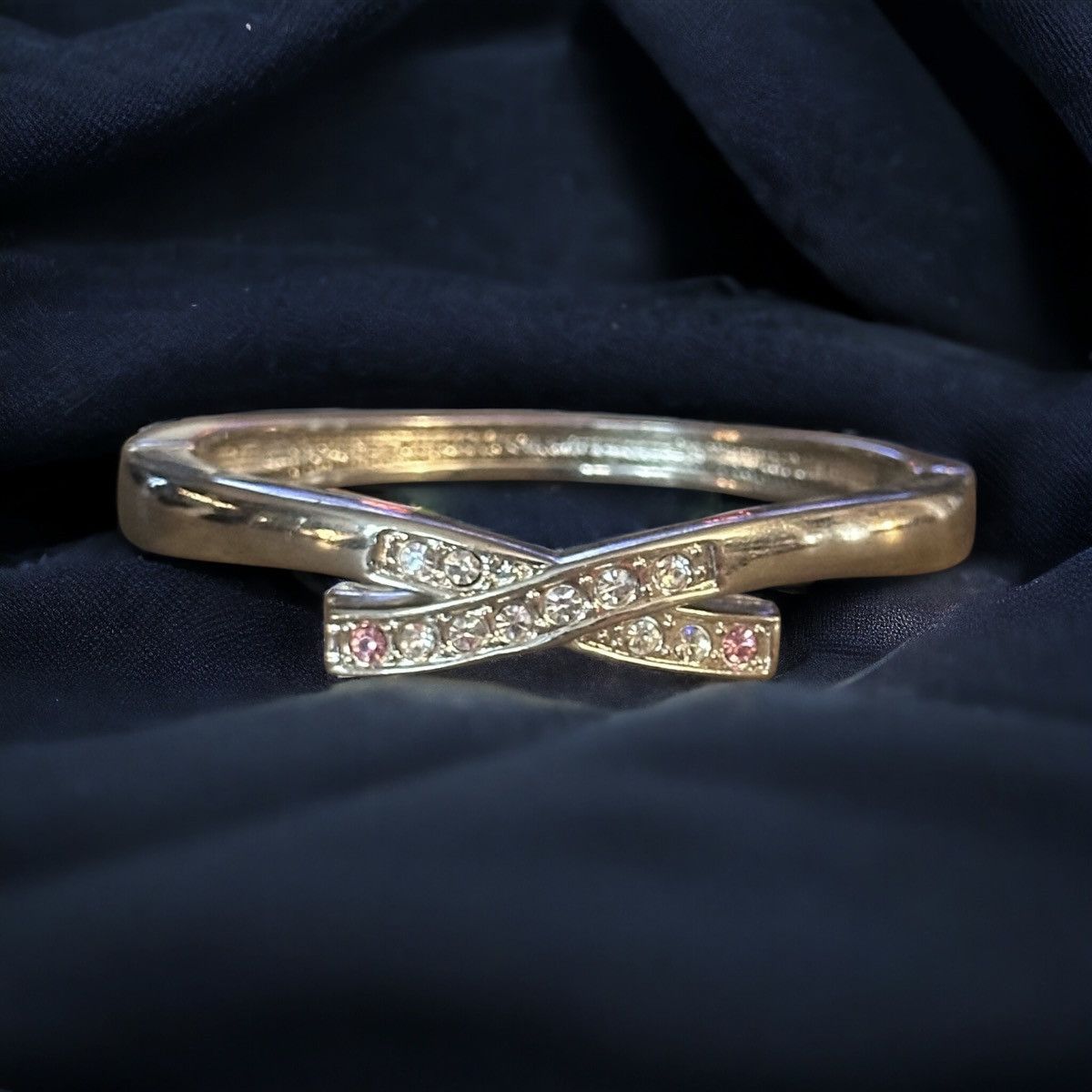 Other Silver tone rhinestone crossover hinged bangle bracelet Size ONE SIZE - 1 Thumbnail