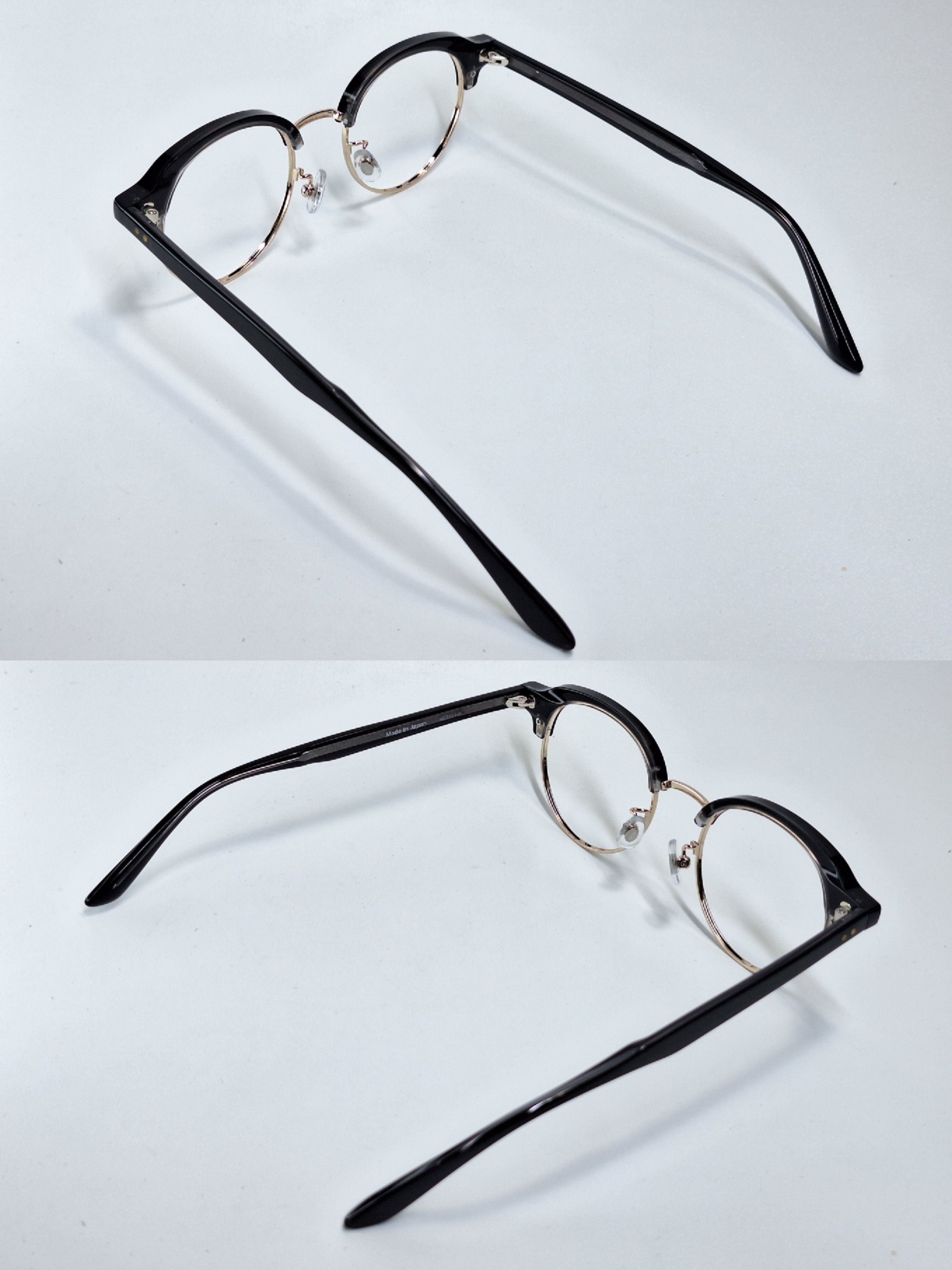 Other Japan Made Black Gold Browline Acetate Eyeglass Frame 48mm Size ONE SIZE - 9 Thumbnail