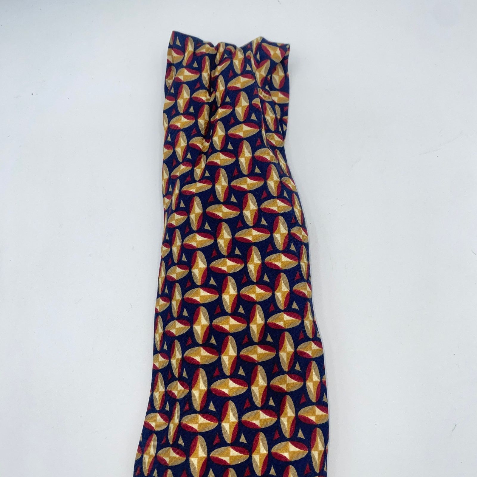 Structure Structure Pure Silk Italy Blue Red Tan Printed Neck Tie 60" Size ONE SIZE - 3 Thumbnail