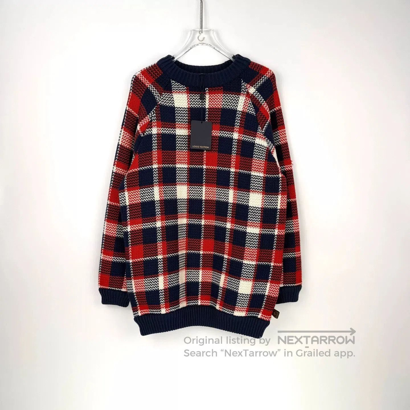 Louis Vuitton LV Red White Blue Plaid Wool Sweater M. Size US M / EU 48-50 / 2 - 3 Thumbnail