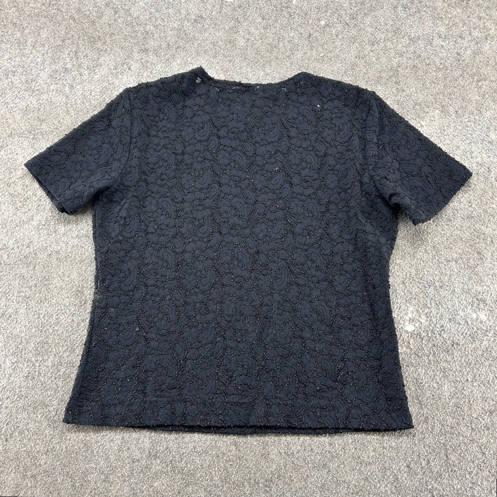 Lee VINTAGE Kathie Lee Collection Shirt Womens Small Black Floral Lace Blouse 90s Size S / US 4 / IT 40 - 3 Thumbnail
