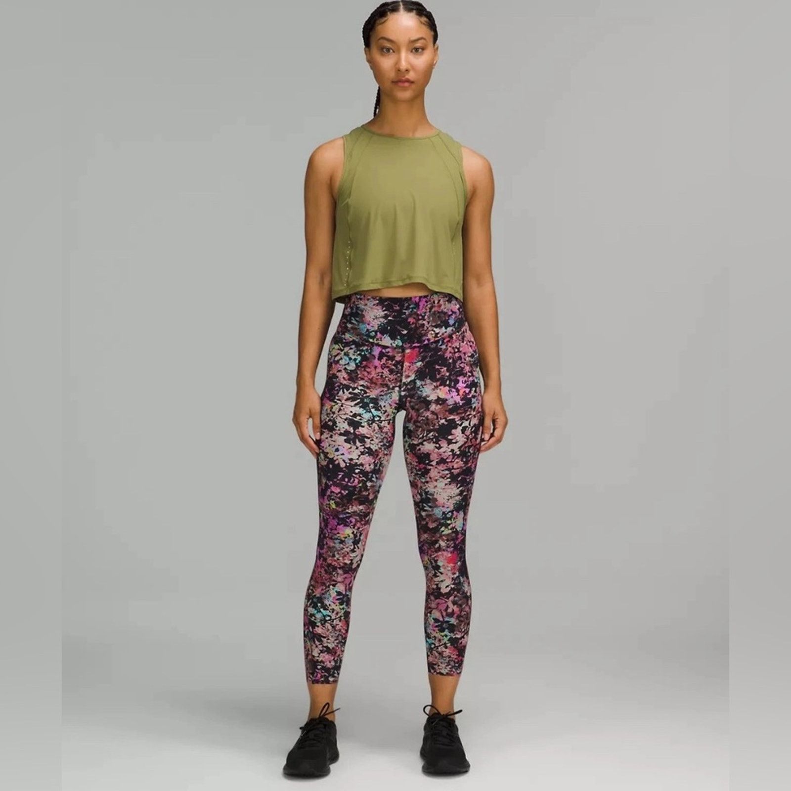 Lululemon LULULEMON Base Pace Crop 25” Stencil Blossom Red Multi SZ 2 Size 26" / US 2 / IT 38 - 3 Thumbnail