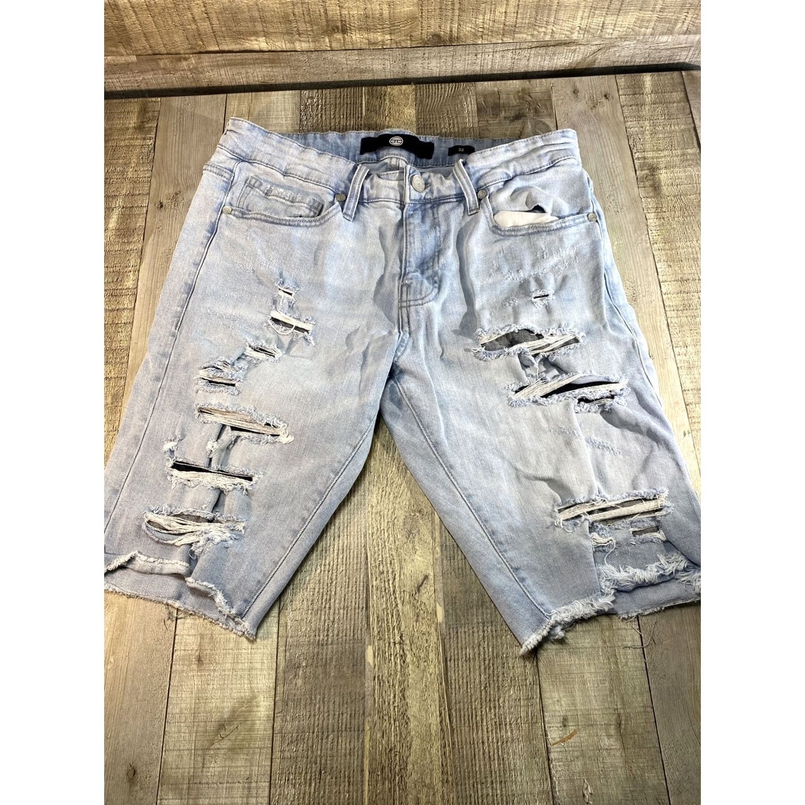 Vintage Jordan Craig Belmar Bermuda Denim Shorts Jeans 32 Blue Men Regular 11in Inseam Pockets Casual Cotton Button Front - Blue Size US 32 / EU 48 - 2 Thumbnail