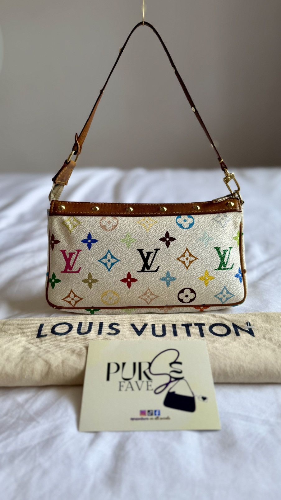Louis Vuitton × Takashi Murakami Louis Vuitton Takashi Murakami White Multicolor Pochette Bag Size ONE SIZE - 2 Thumbnail