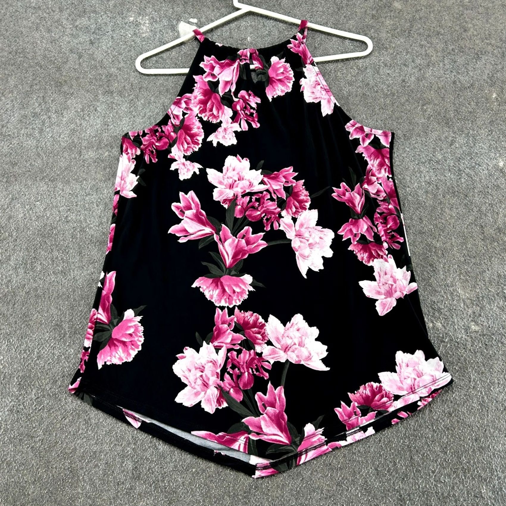 Vintage VINTAGE INC International Concepts Tank Top Womens L Black Pink Floral Print Y2K Size L / US 10 / IT 46 - 3 Thumbnail