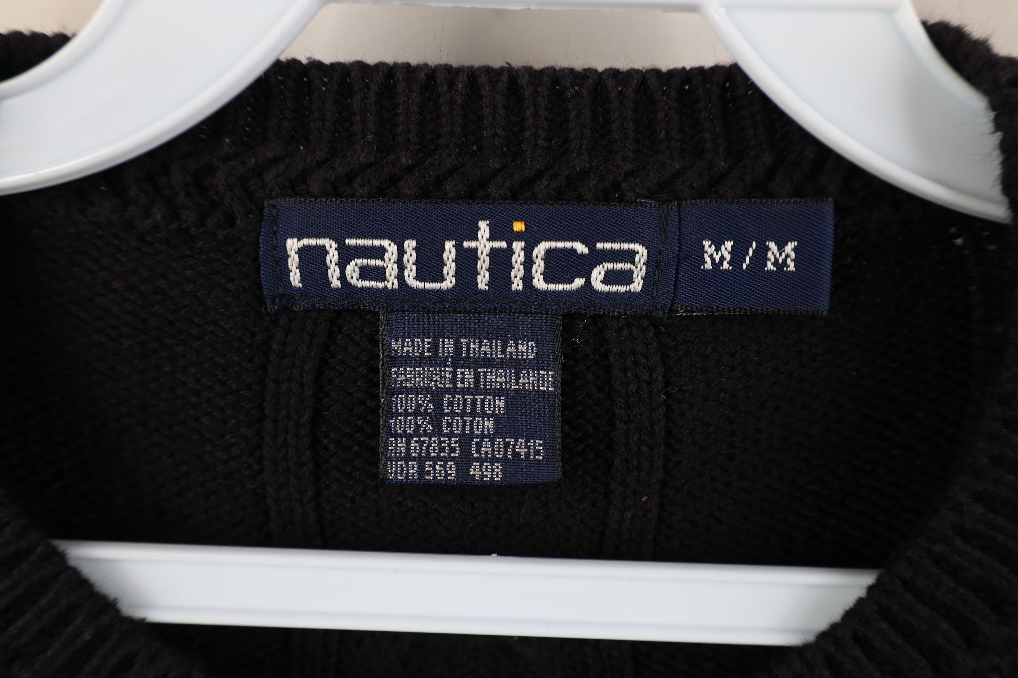 Nautica Vintage 90s Nautica Sailboat Cotton Cable Knit Sweater Black Size US M / EU 48-50 / 2 - 5 Thumbnail