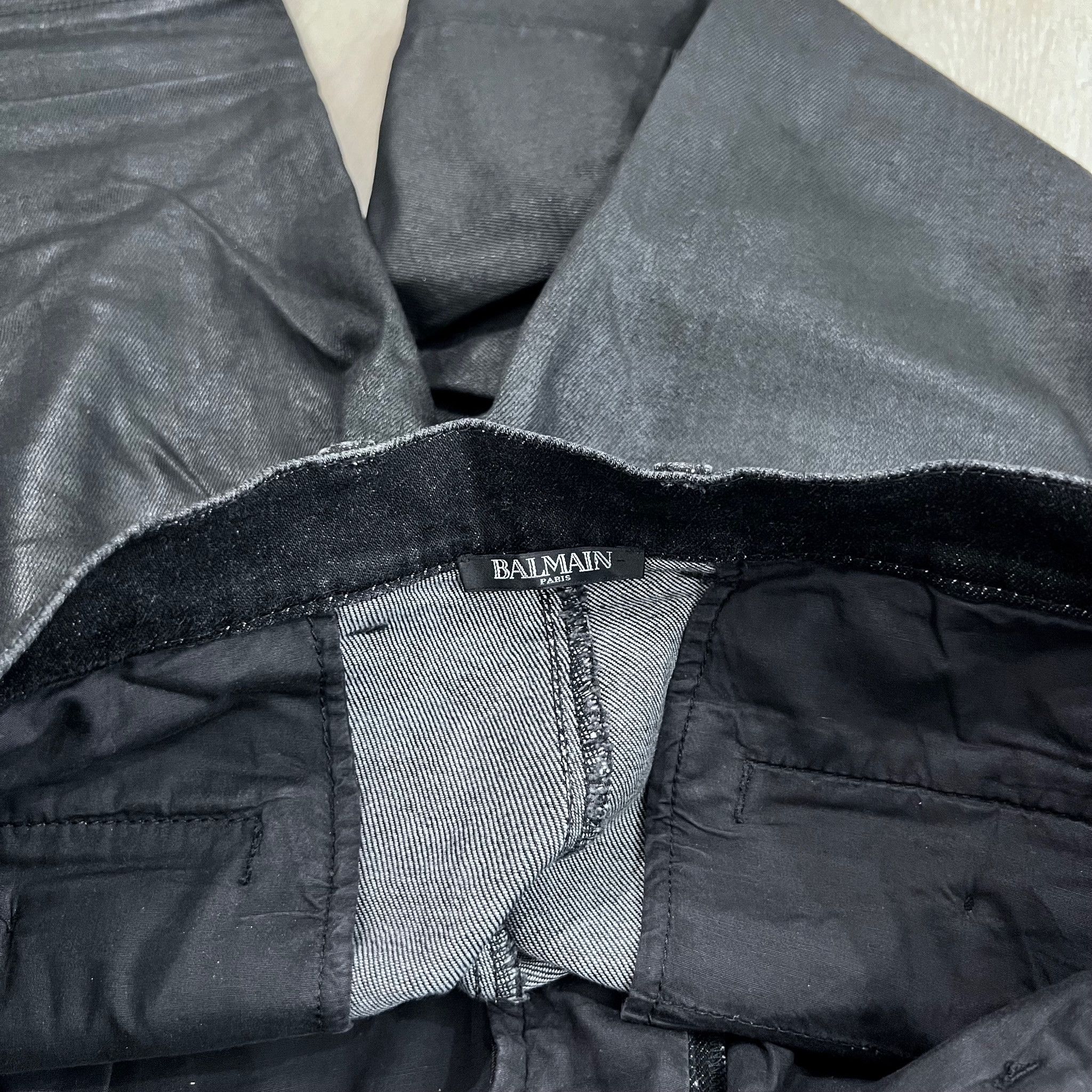 Balmain Balmain Waxed Coated Biker Moto Denim Jeans Size US 30 / EU 46 - 6 Thumbnail