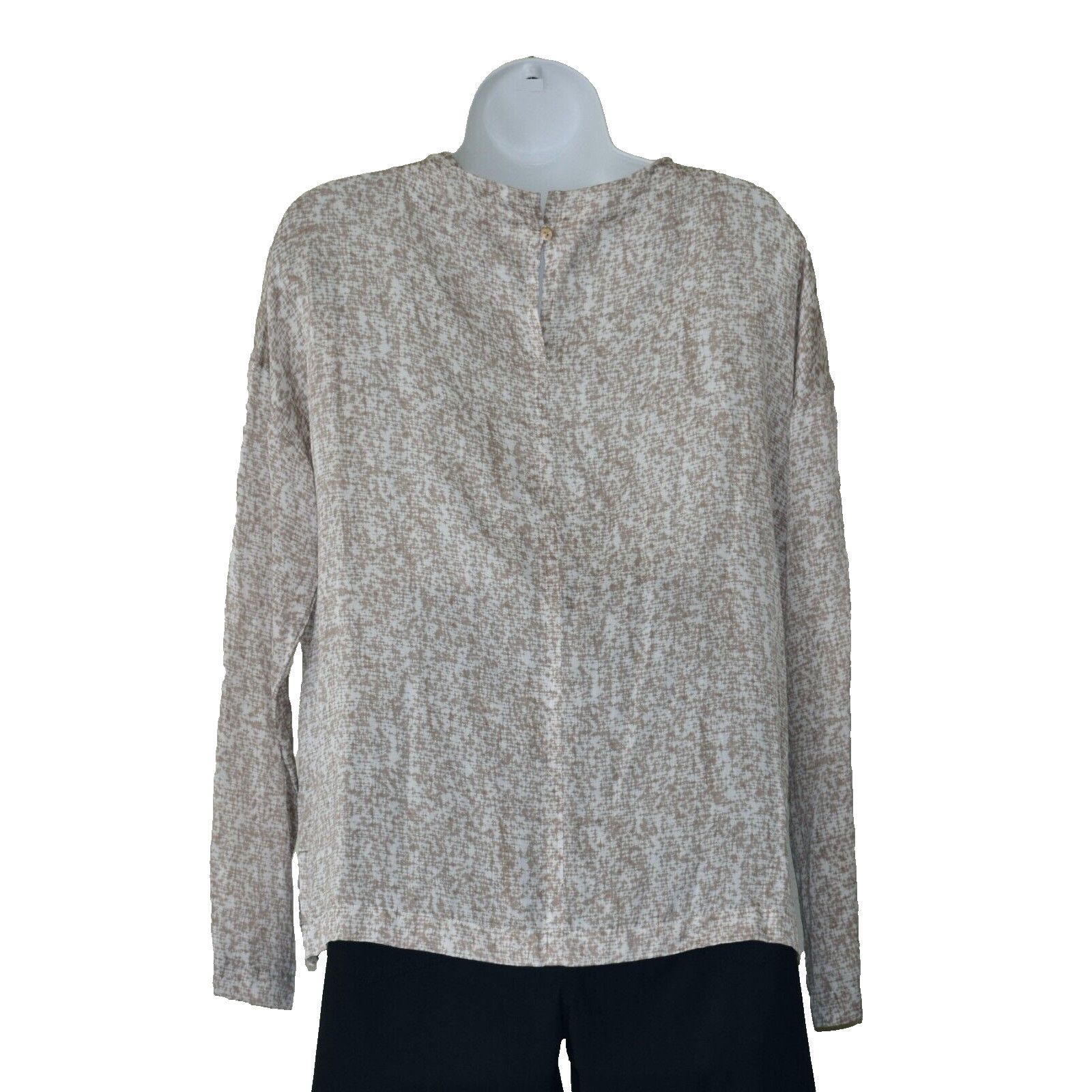 Eileen Fisher NEW EILEEN FISHER White/Tan Silk & Cotton Boxy Top Size S Size S / US 4 / IT 40 - 3 Thumbnail