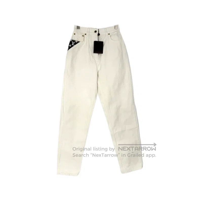 Louis Vuitton Louis Vuitton White Leather Label Jeans Size US 36 / EU 52 - 1 Thumbnail