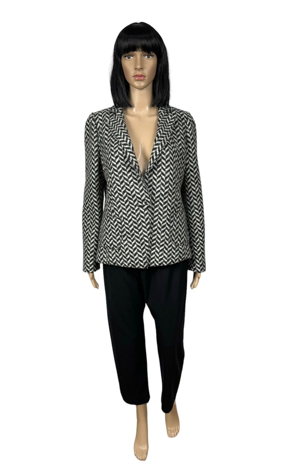Max Mara Blazer Jacket Geometric Pattern Wool size US 14