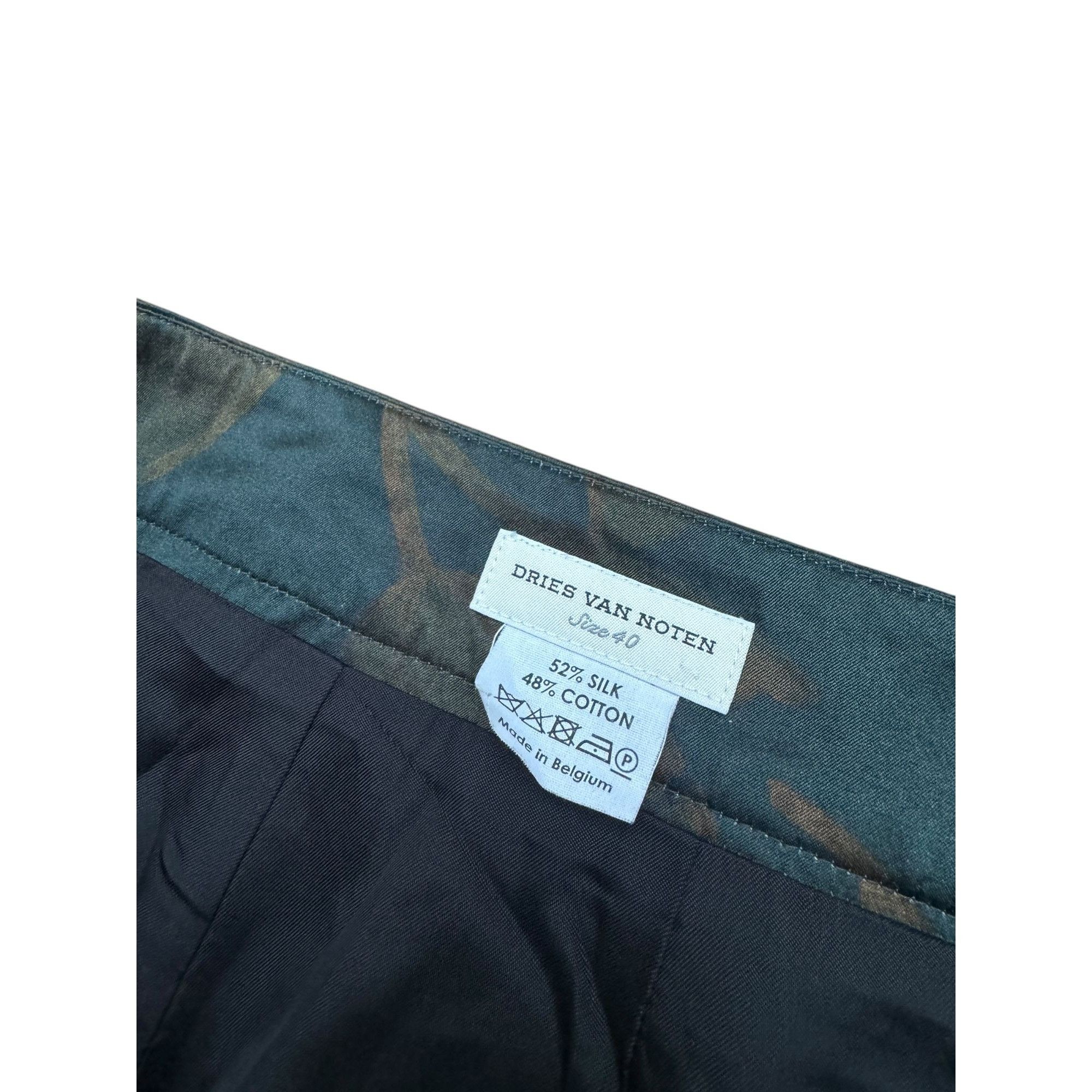 Dries Van Noten Kaki Floral Skirt Size 30" / US 8 / IT 44 - 4 Thumbnail