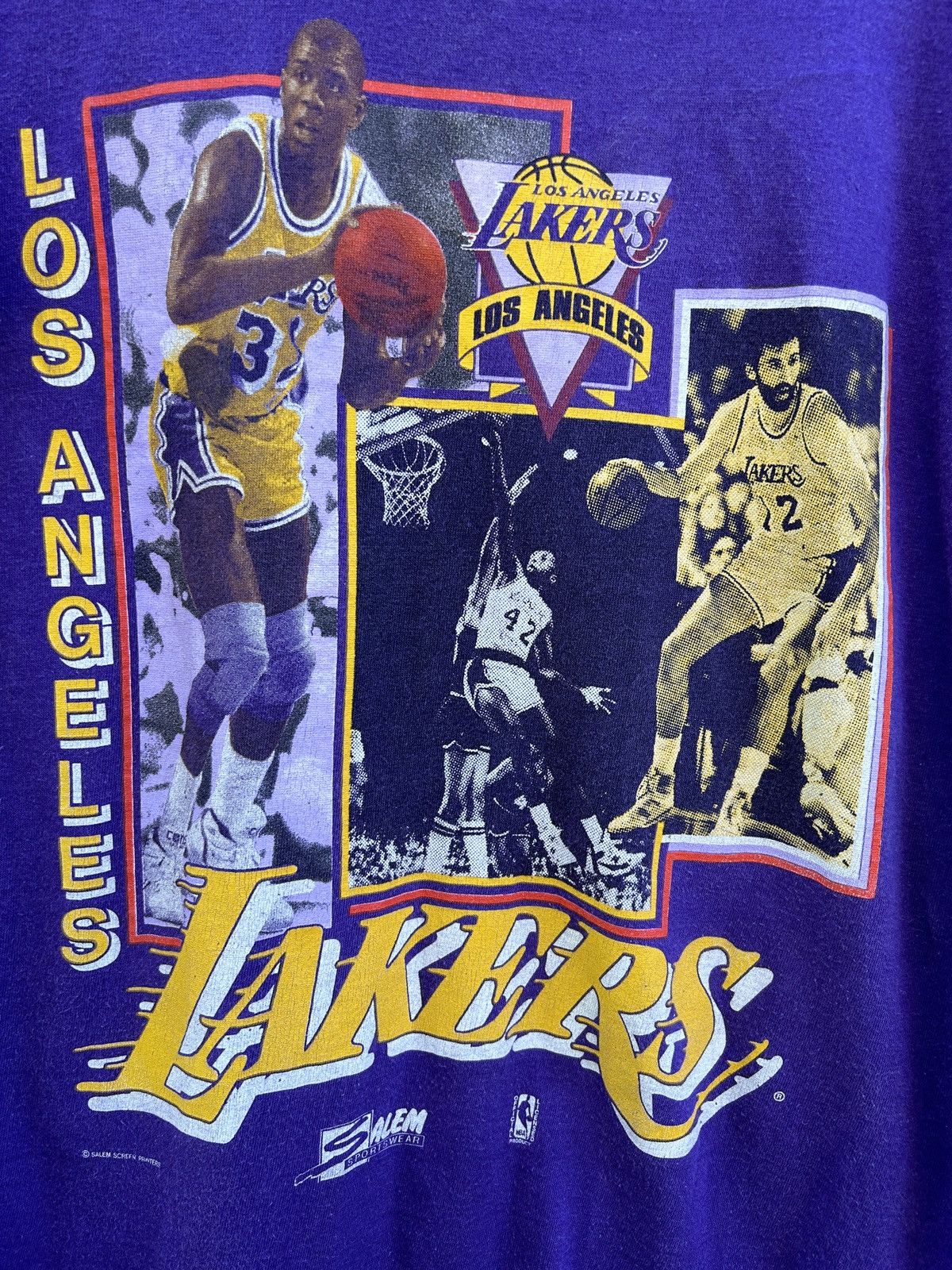 NBA 90s Vintage Salem 1990 Lakers NBA Single Stitch By Spalding Size US M / EU 48-50 / 2 - 2 Thumbnail
