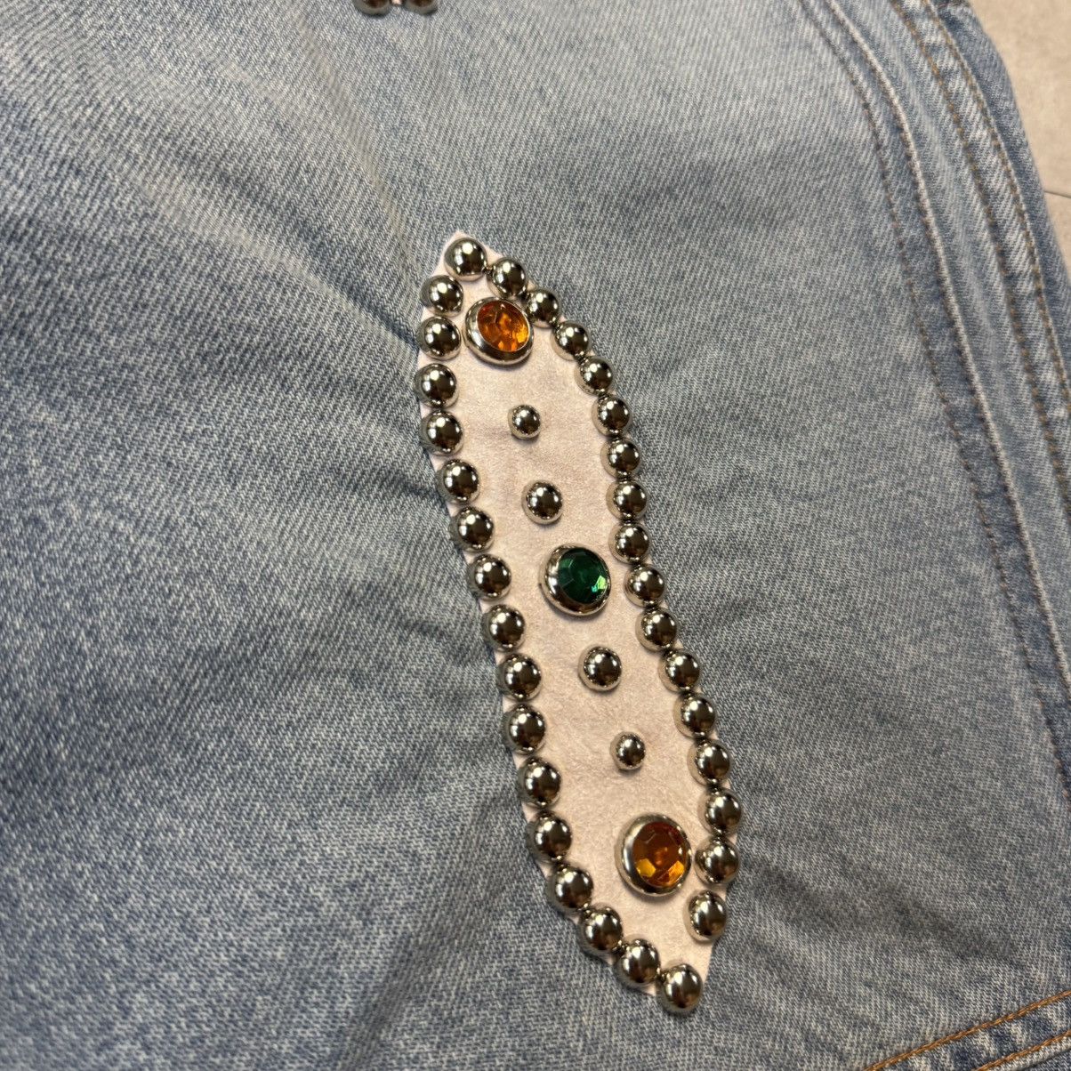 Kapital Kapital Carpenter Gemstone Studded Denim Shorts Size US 34 / EU 50 - 4 Thumbnail