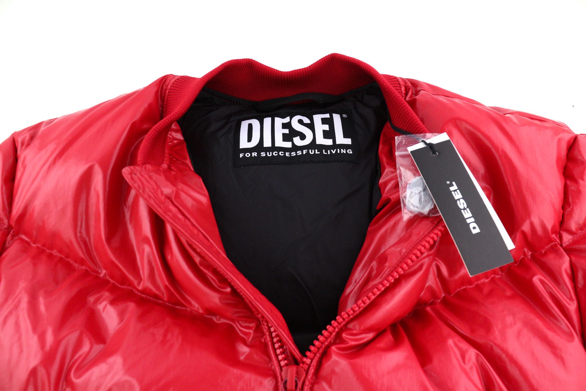 Diesel W-STEN L Red Duck Down Quilted Zip Jacket 40014 Size US L / EU 52-54 / 3 - 5 Thumbnail