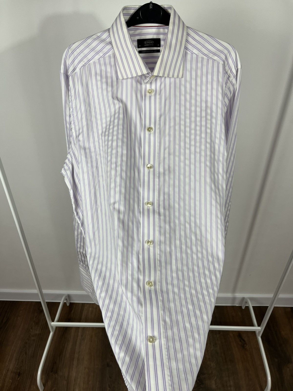 Eton Eton Contemporary Fit Striped Shirt 16.5 42 Purple White Size US L / EU 52-54 / 3 - 6 Thumbnail