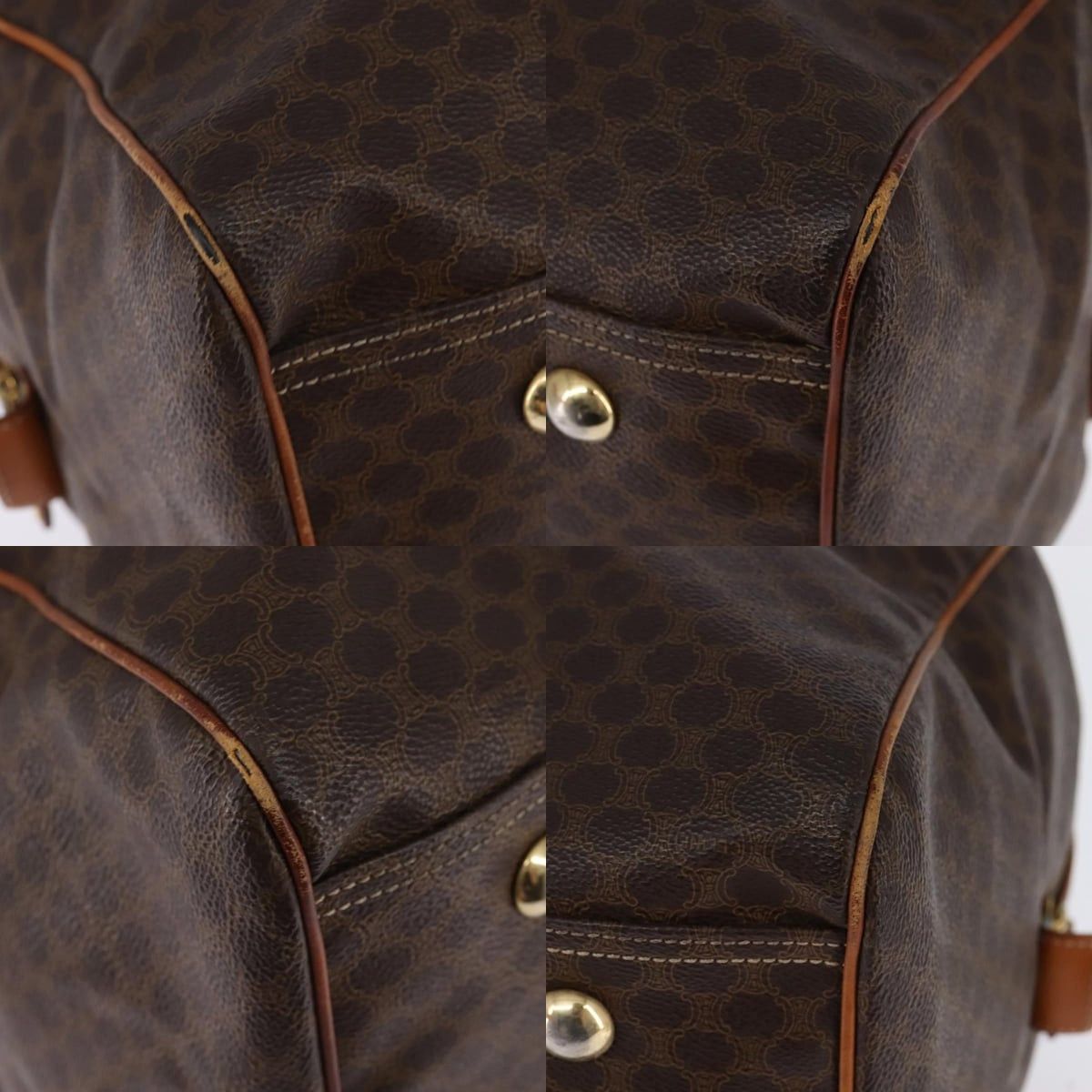 Celine CELINE Macadam Canvas Boston Bag Pvc Leather Brown Gold Size ONE SIZE - 10 Thumbnail