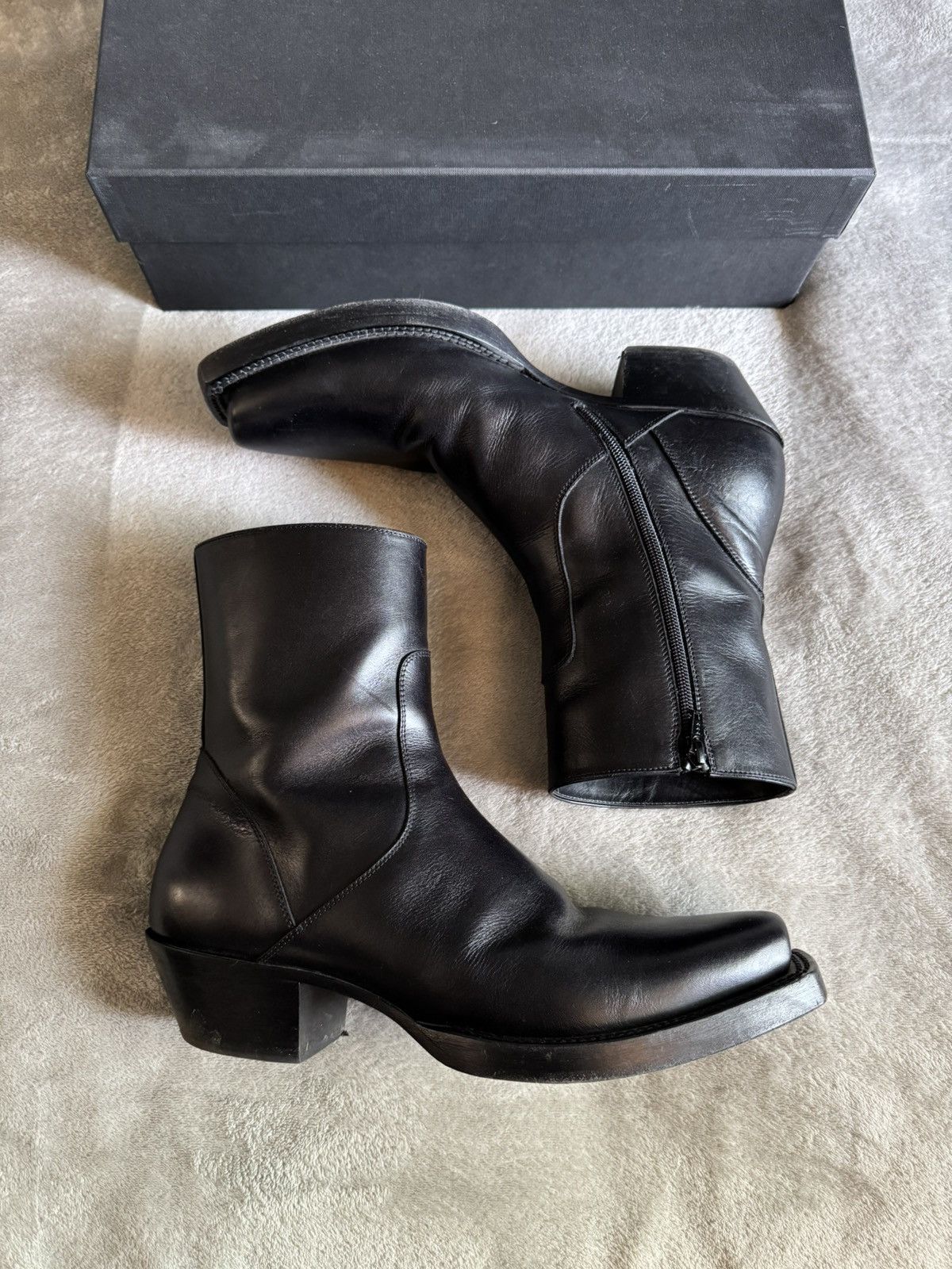 Vetements Black Leather Texan Boots Size US 12 / EU 45 - 4 Thumbnail