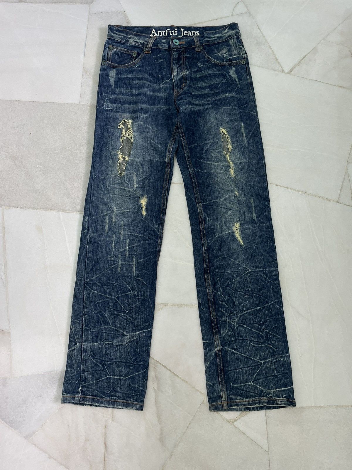 Japanese Brand × Jean Vintage distressed & thrash japanese jeans Size US 30 / EU 46 - 3 Thumbnail