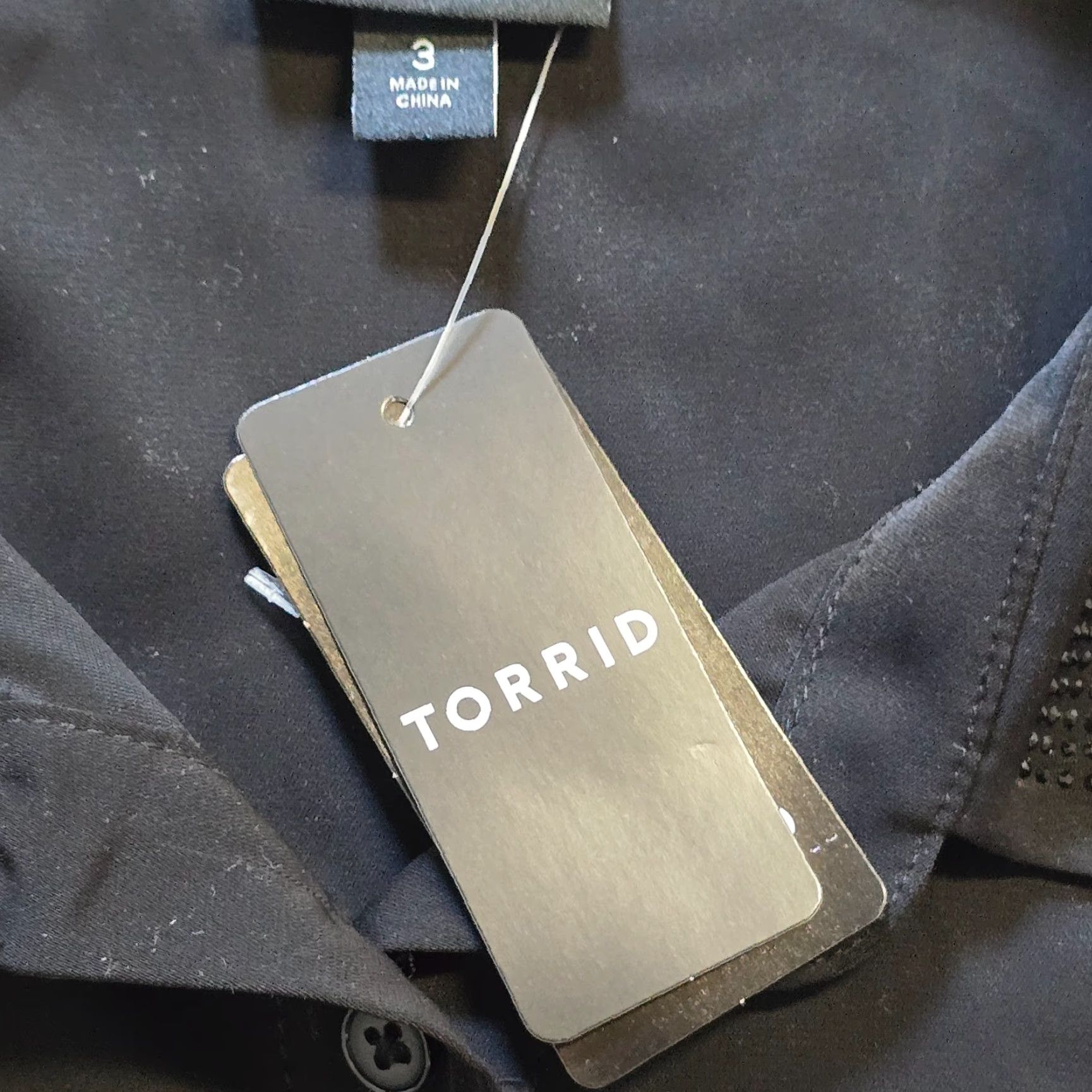 Torrid Torrid Blouse Womens 3X Black Sheer Glitter Trim Button Long Sleeve Casual Shirt Size XXL / US 16-18 / IT 52-54 - 4 Thumbnail