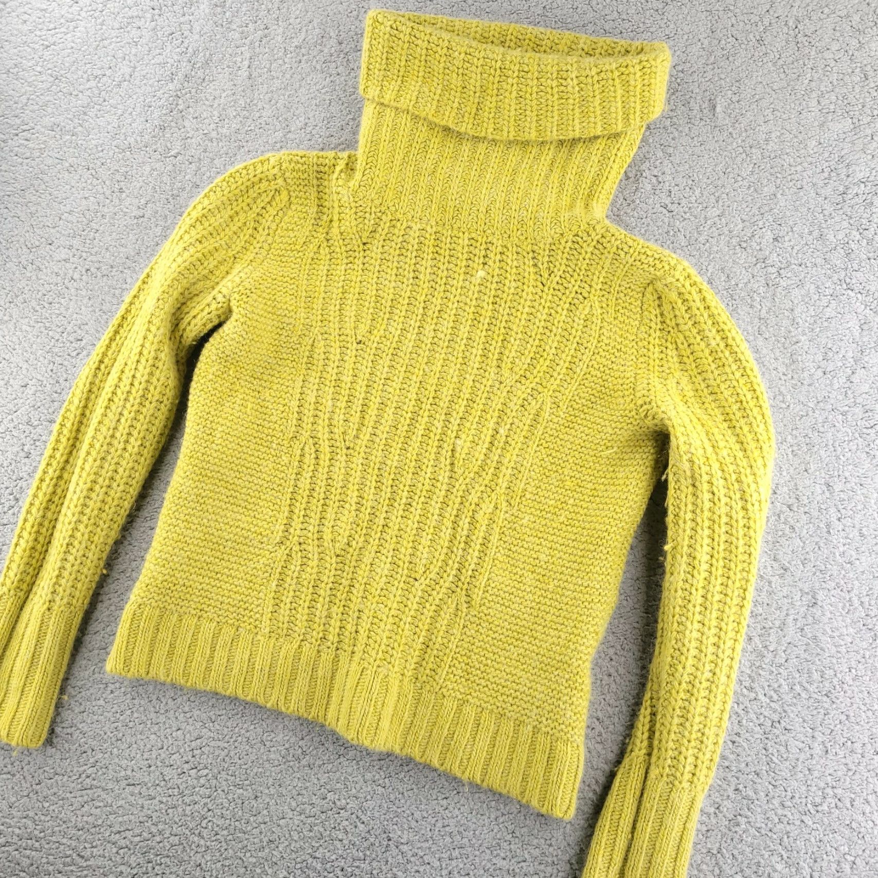 Banana Republic Banana Republic Womens Sweater Turtleneck Small Yellow Wool Blend Yarn Alpaca Size S / US 4 / IT 40 - 2 Thumbnail