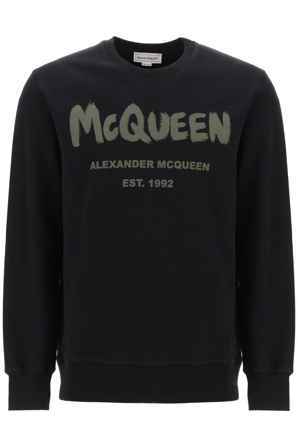 Image of Alexander Mcqueen Mcqueen Graffiti Sweatshirt Size XL For Men in Black