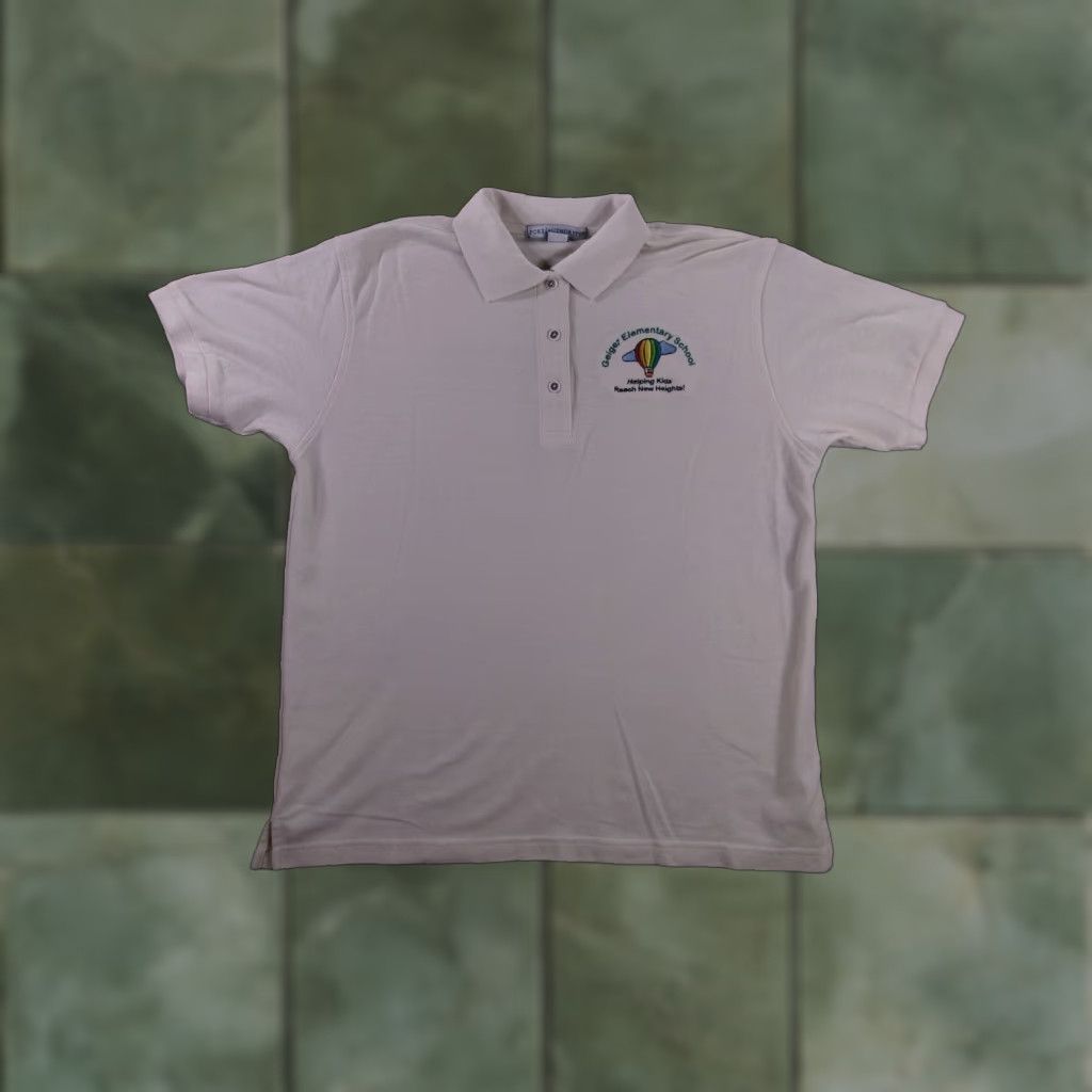Port Authority Geiger Elementary School Polo Women Large Beige Embroidered Uniform Lewiston Size L / US 10 / IT 46 - 1 Thumbnail