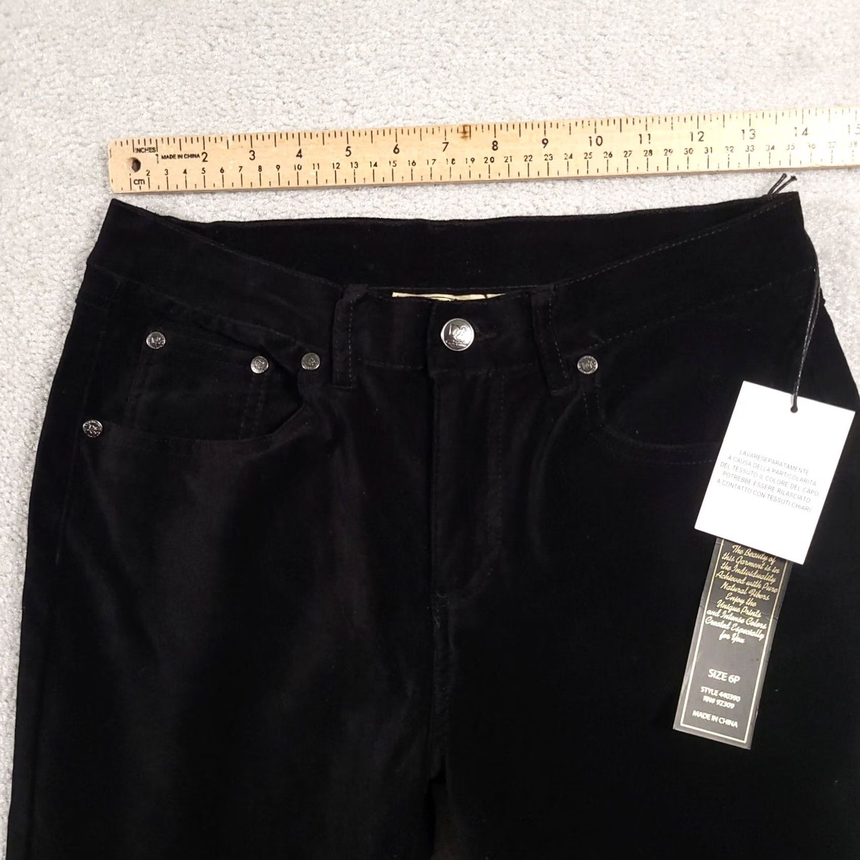 Velour DG2 Diane Gilman Velour Pants Women's 6P Petite Black Stretch Mid-Rise Straight Pants Size 28" / US 6 / IT 42 - 4 Thumbnail