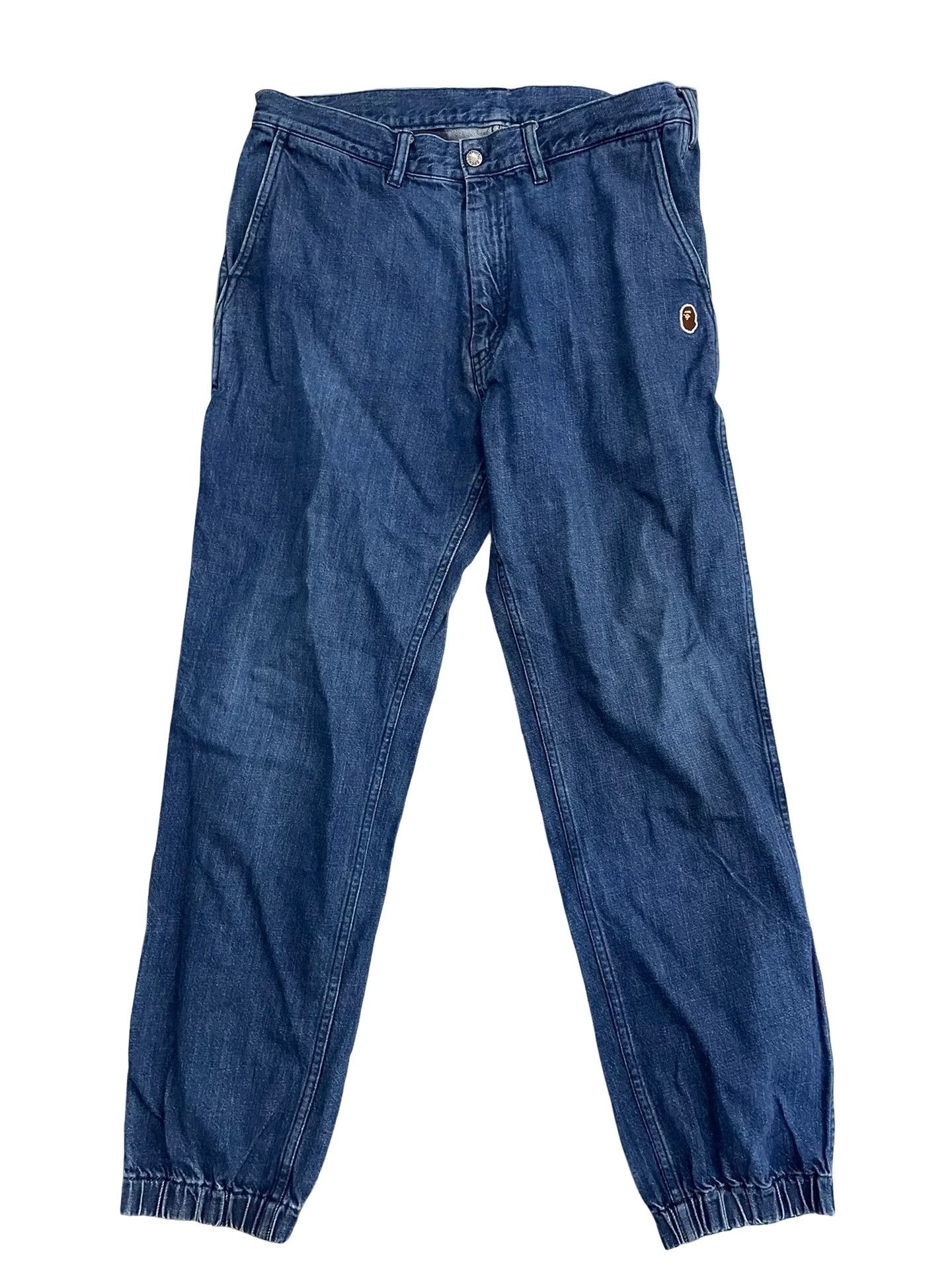 Bape BAPE Logo Patch Denim Joggers Size L Size US 34 / EU 50 - 1 Thumbnail