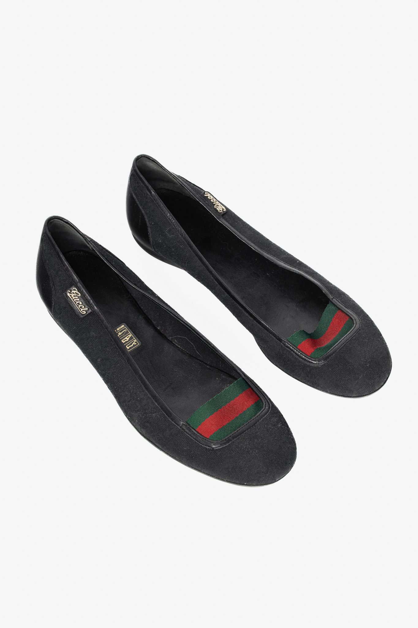 Gucci Gucci Black GG Canvas Web Ballet Flats Size US 8 / IT 38 - 1 Thumbnail